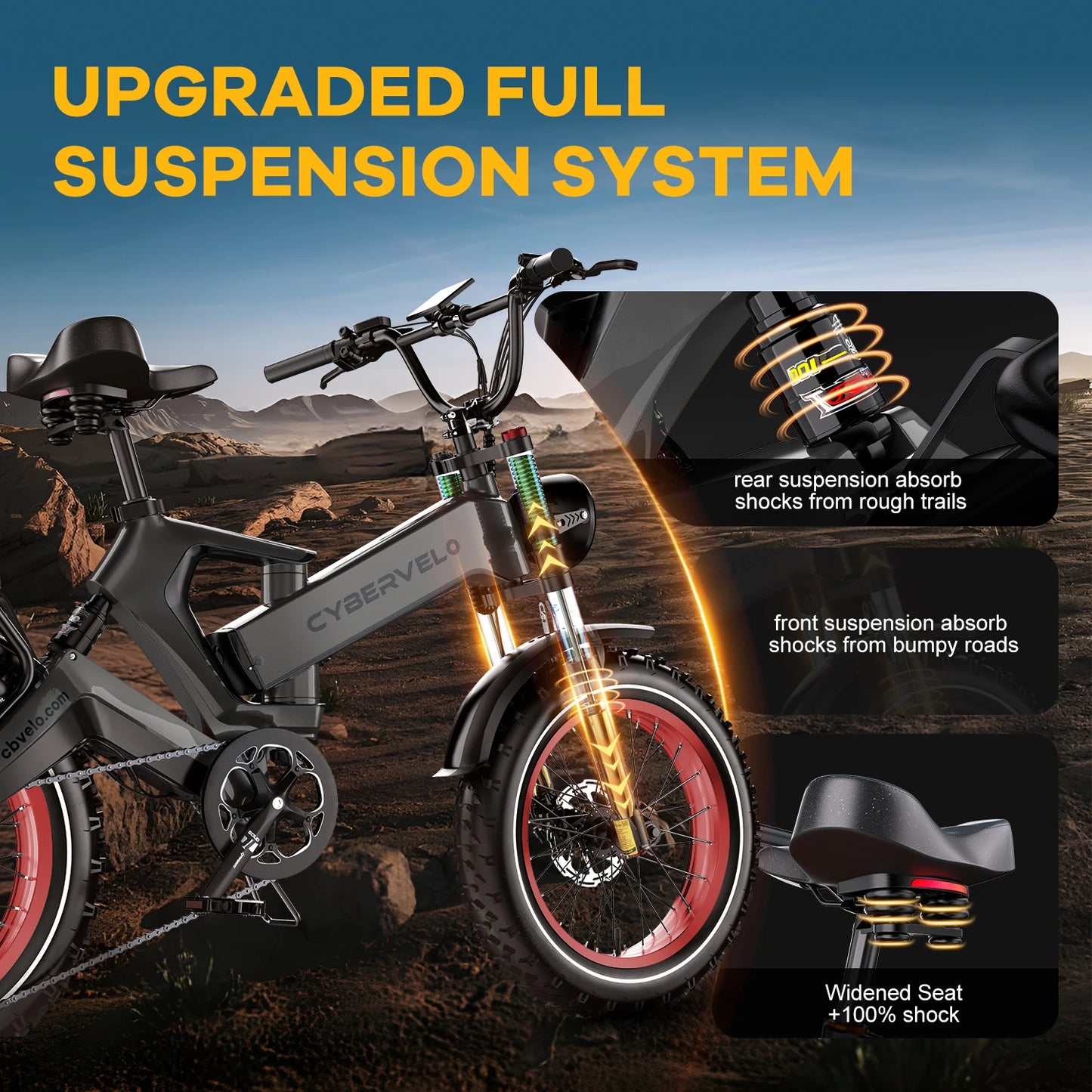 CYBERVELO EK6 Fat Tire 2000W Peak Foldable Ebike 48V
