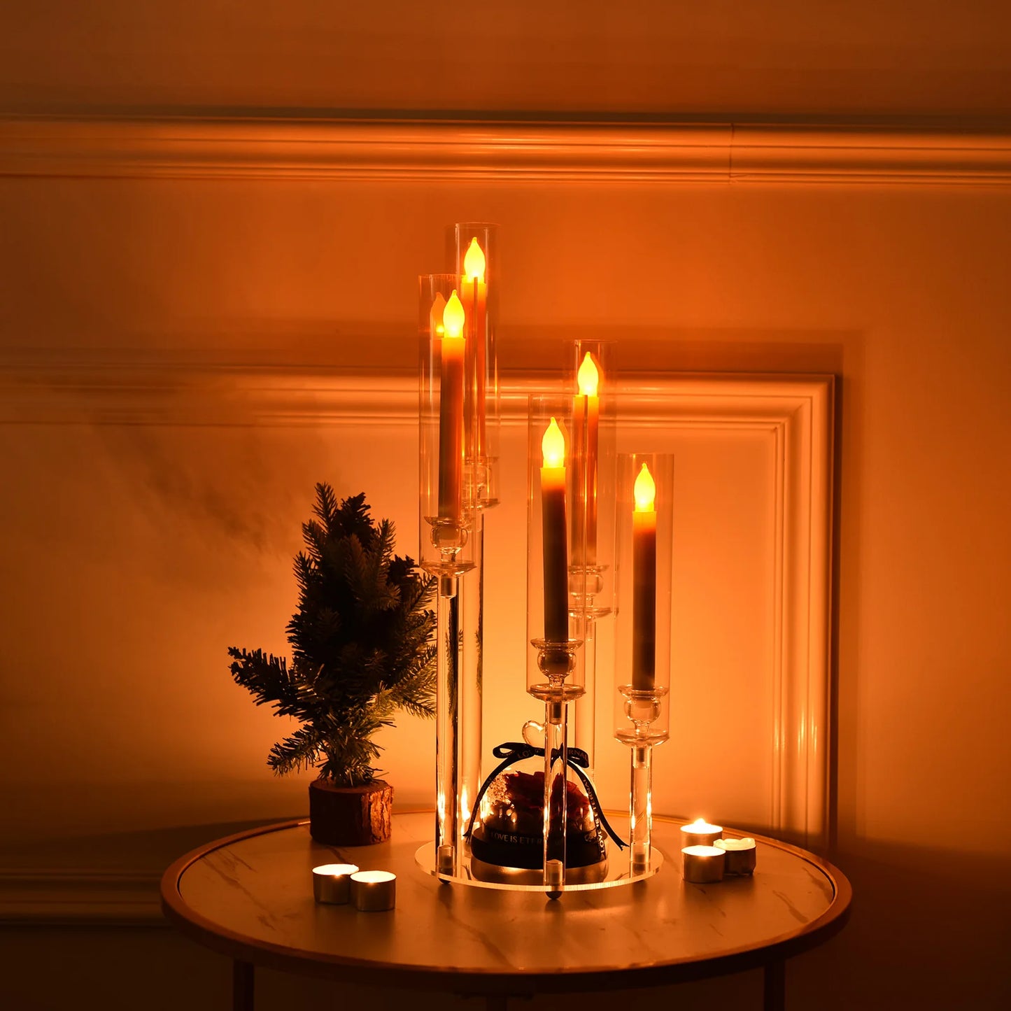 VINCIGANT 10pcs Acrylic Candelabra Centerpiece 5 Arm Candlesticks