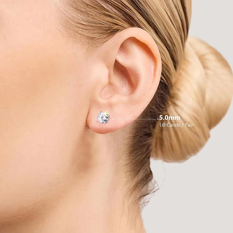 Attagems VVS1 Moissanite Four Claw Sterling Silver Stud Earrings