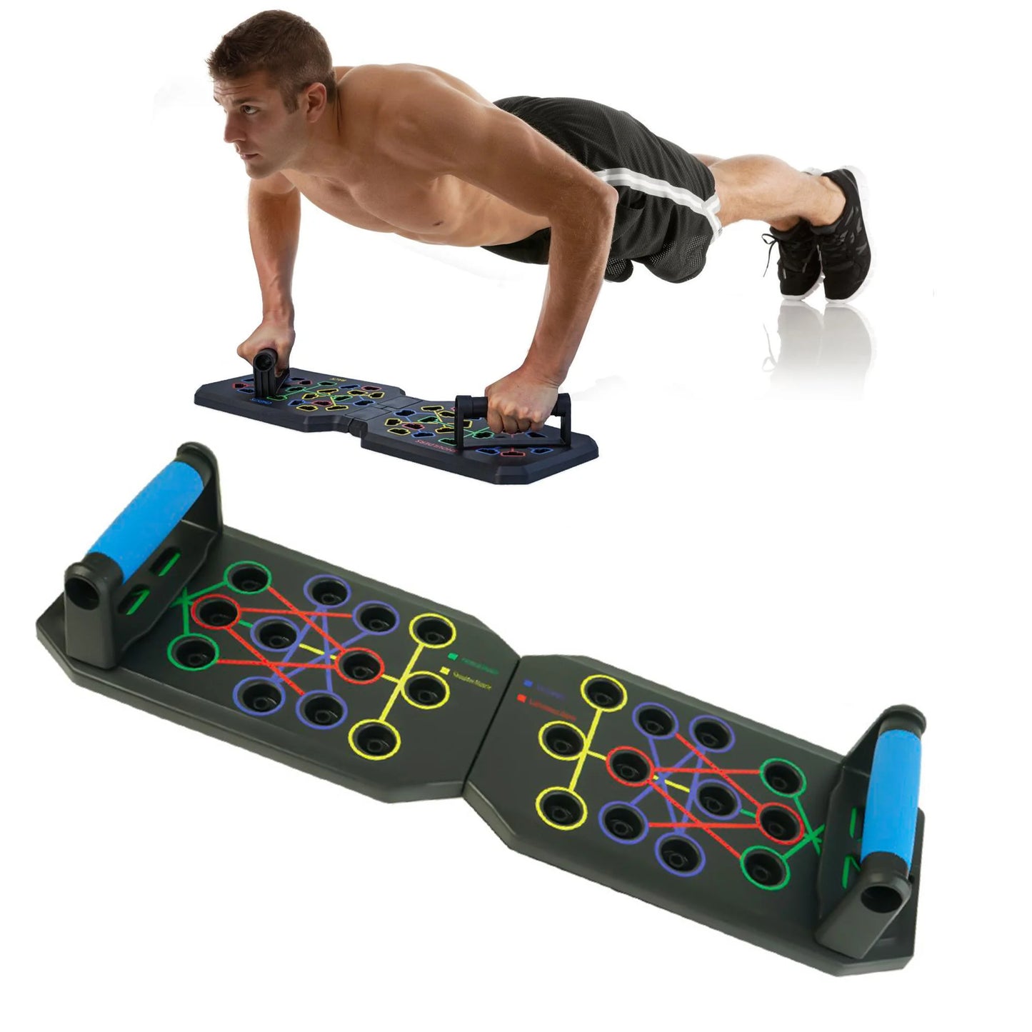 Portable Foldable Push Up Board With Handles Full Body Training