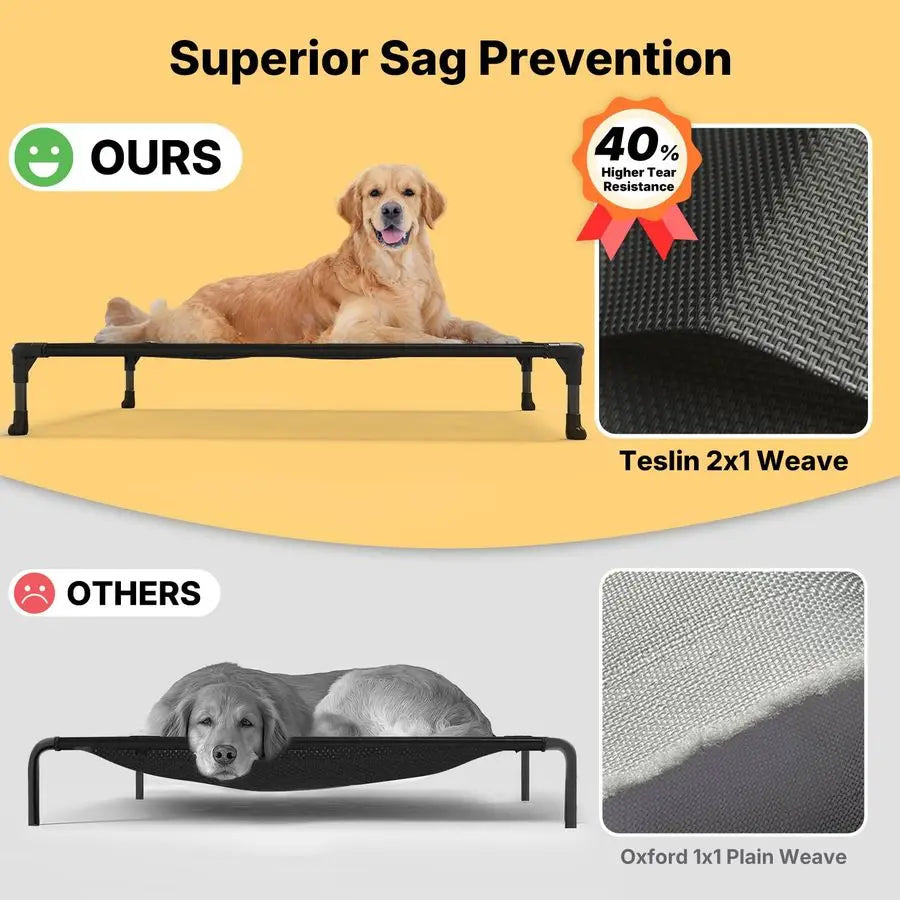 Outdoor Elevated Dog Bed For Breeds With Breathable Mat