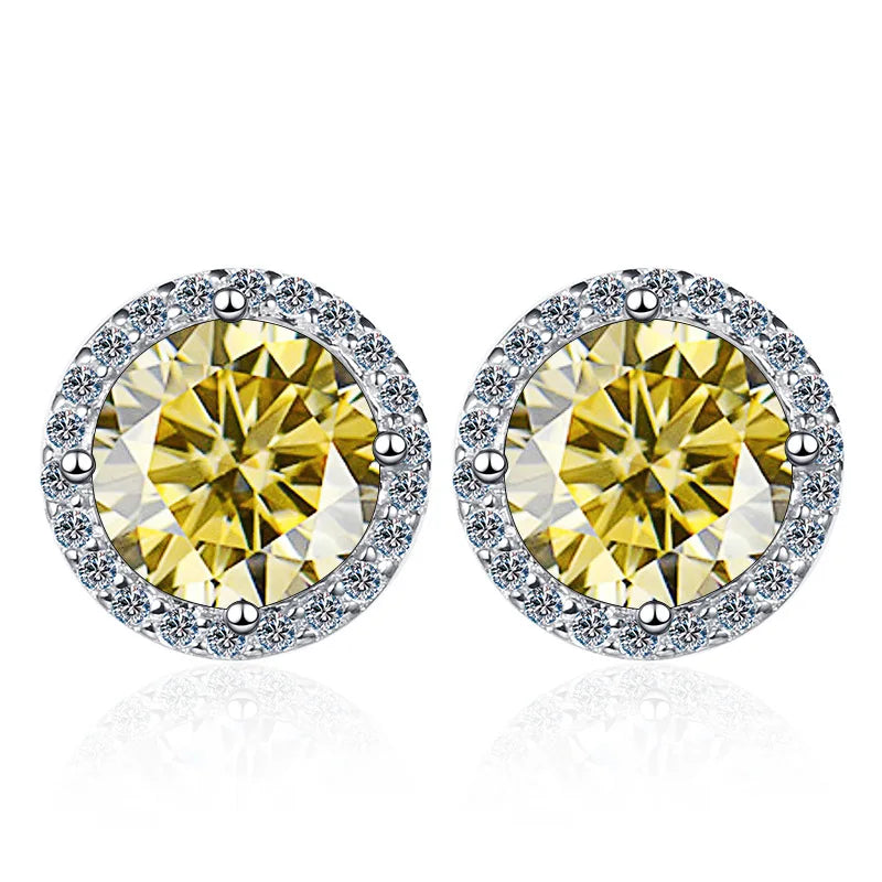Multi Color Moissanite Stud Earrings Sterling Silver Jewelry For Women