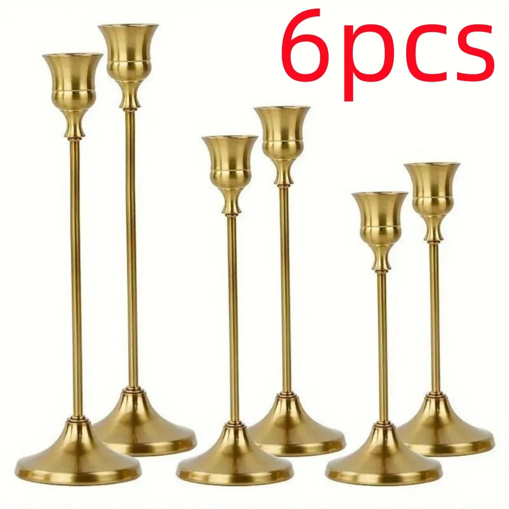 Romantic Metal Taper Candle Holders Set For European Style Decor