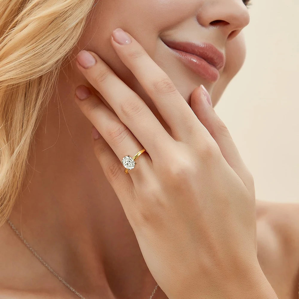 ATTAGEMS Moissanite Ring In Sterling Silver For Women