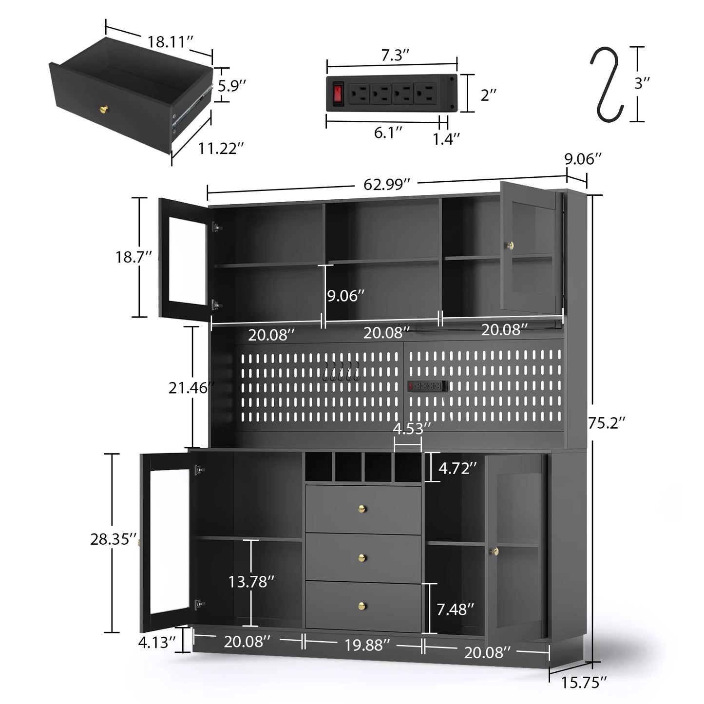 VOWNER Pantry Cabinet Freestanding Kitchen Storage Buffet Hutch