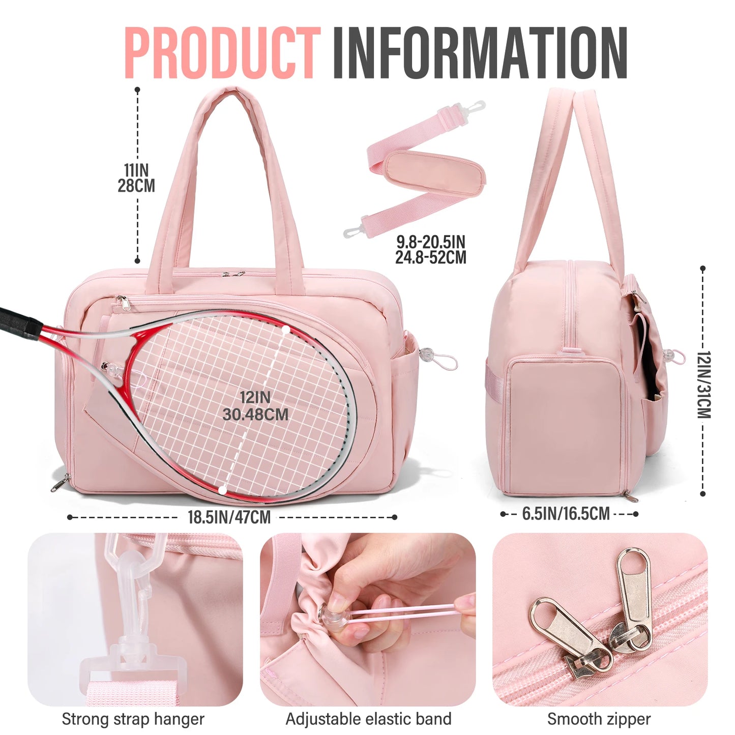Tennis Gym Bag Backpack Holds 2 Rackets With Shoe Compartment