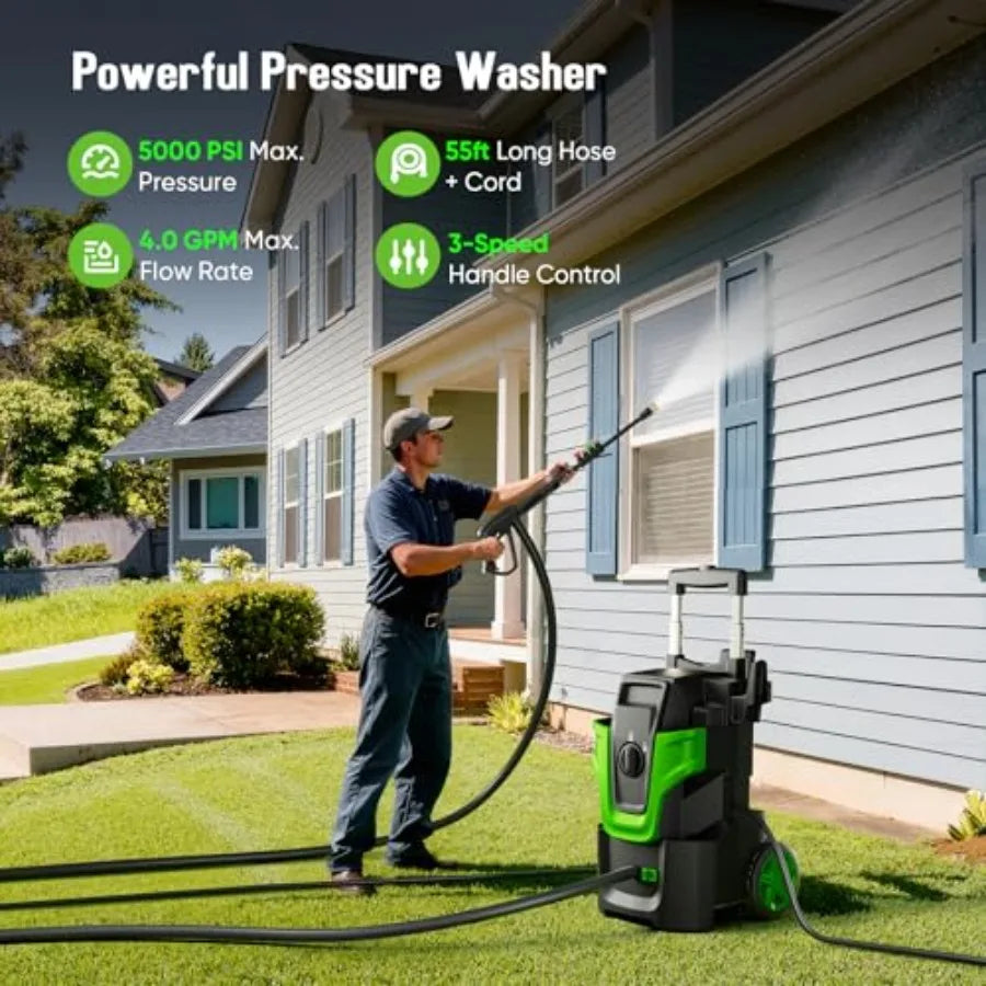 5000 PSI Electric Pressure Washer For Car And Home With Metal Housing
