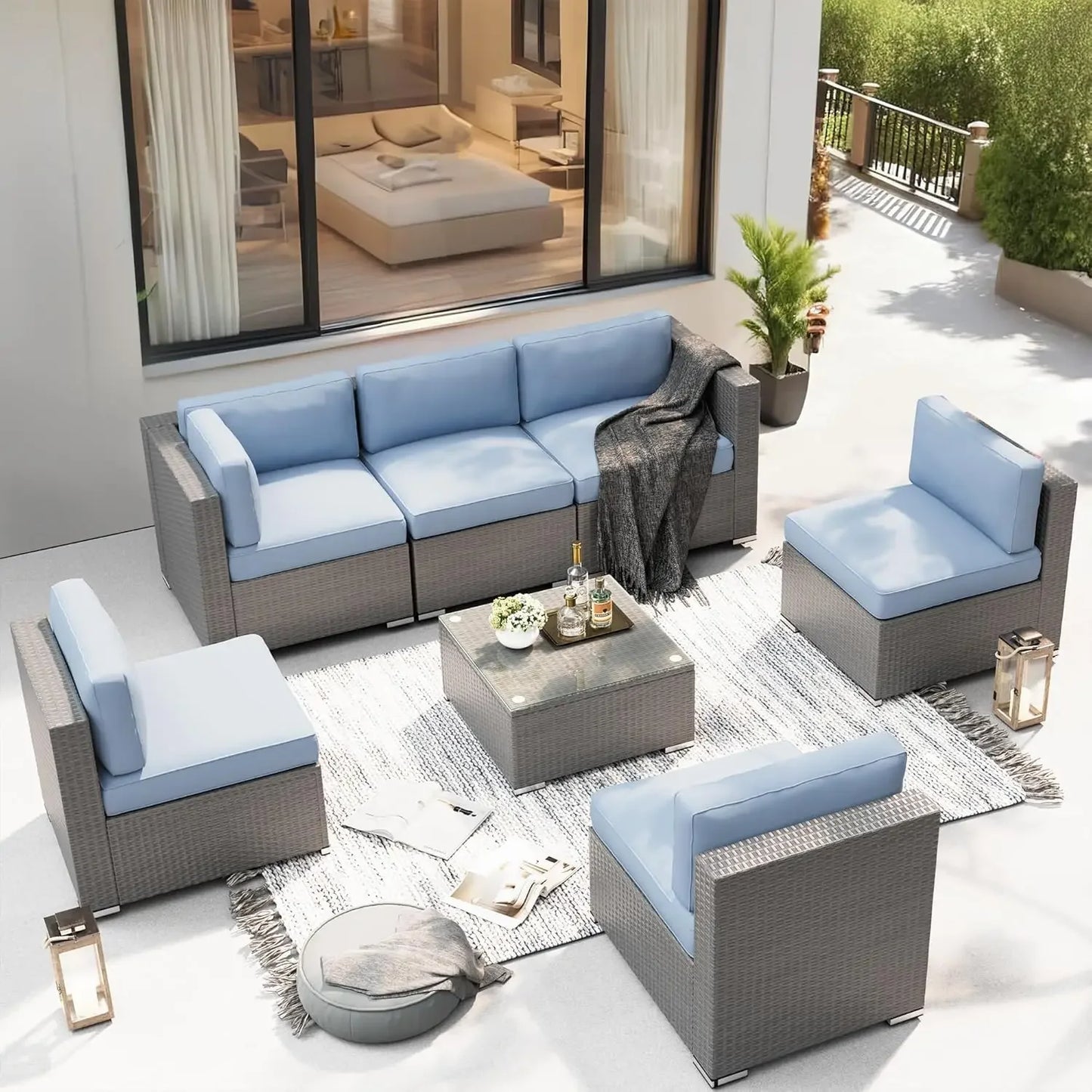 Outdoor Patio Furniture Set With Conversation Sofa And Coffee Table