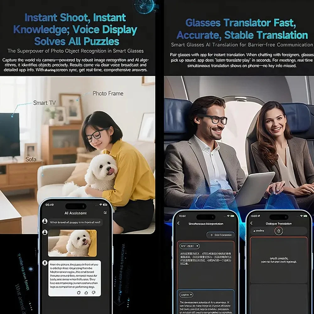 SENBONO Smart Glasses AI Translator 8MP Camera 4K Video