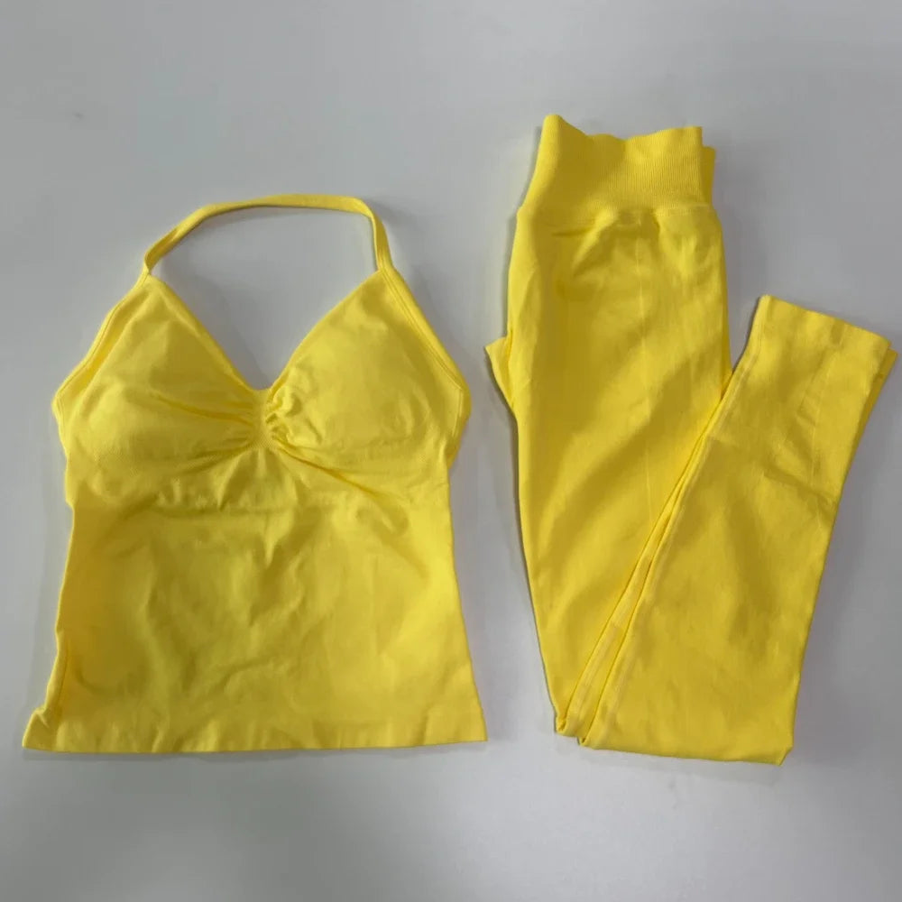 Seamless Gym Set For Women With Tank Top And High Waist Leggings