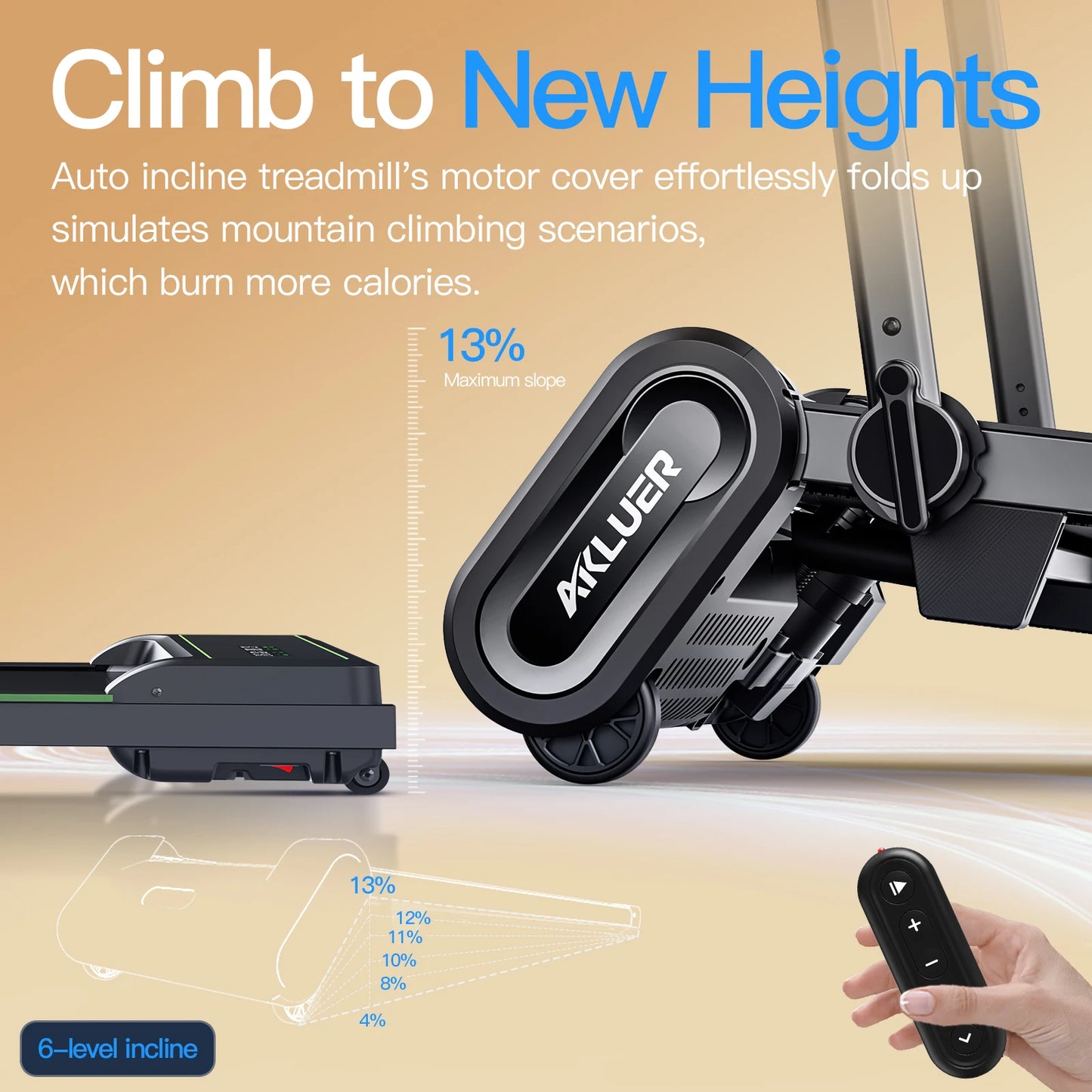 AKLUER Walking Pad Treadmill With Auto Incline Under Desk