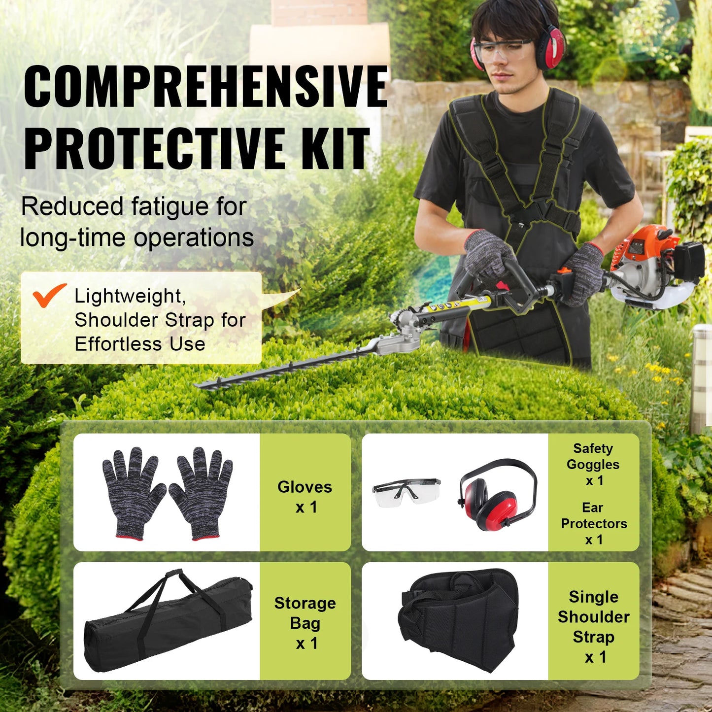 SucceBuy 33cc 6-In-1 Gas Garden Tool Set Hedge Trimmer