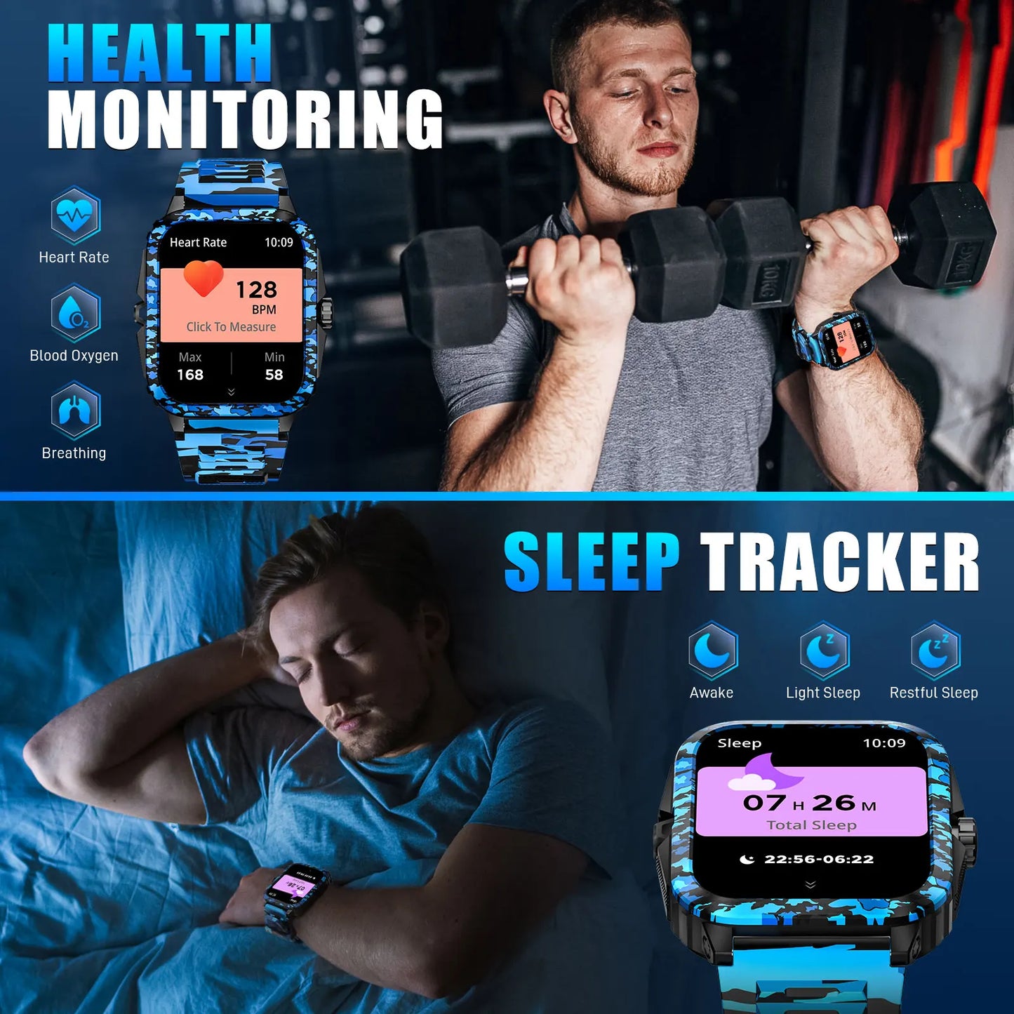 LaNikar Smart Watch 3ATM Waterproof Men Fitness Tracker