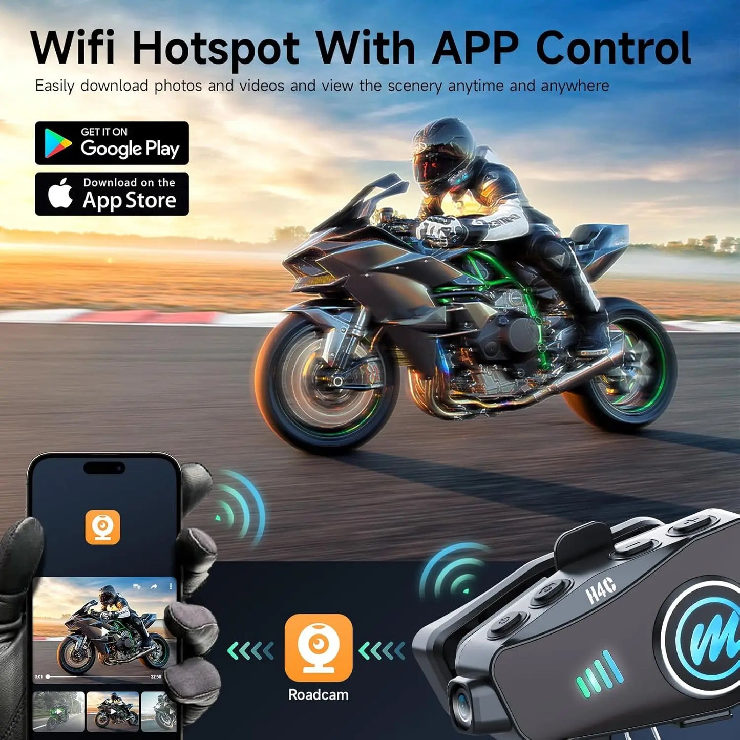 SYNCO Moman H4C Motorcycle Helmet Headset With 1080P Camera