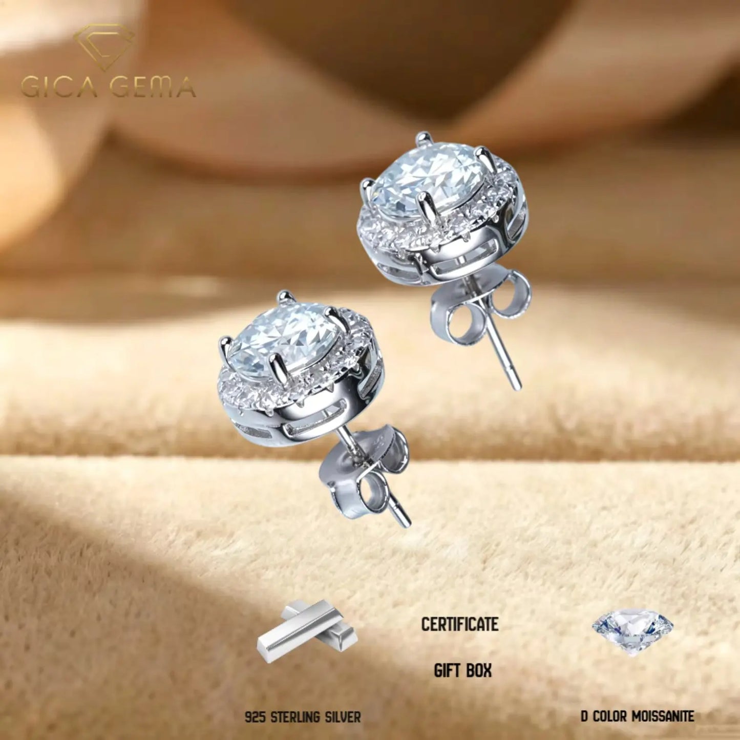 Multi Color Moissanite Stud Earrings Sterling Silver Jewelry For Women
