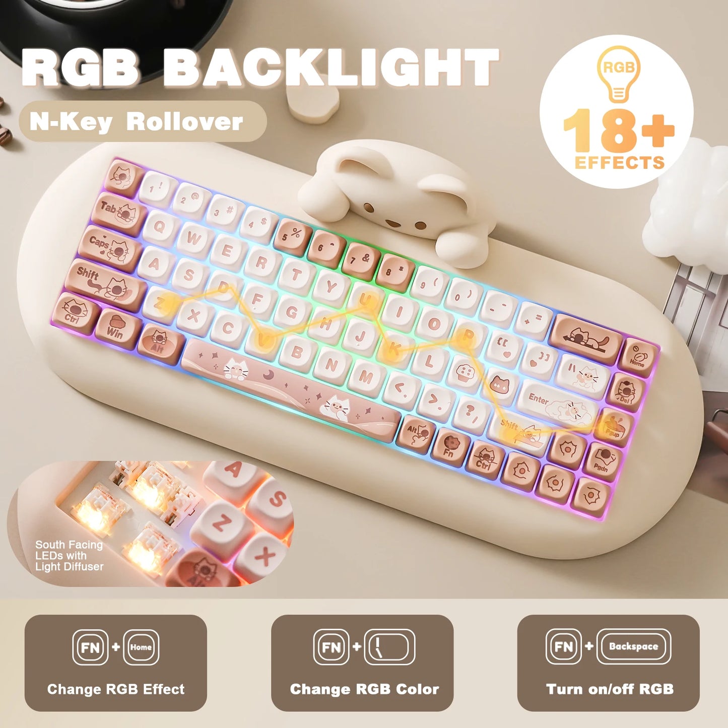 YUNZII C68 Wireless Gaming Keyboard With Custom RGB Lighting