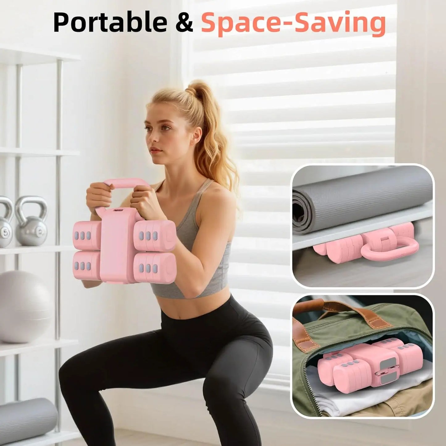 Adjustable Dumbbell Set With Kettlebell Function Four Levels