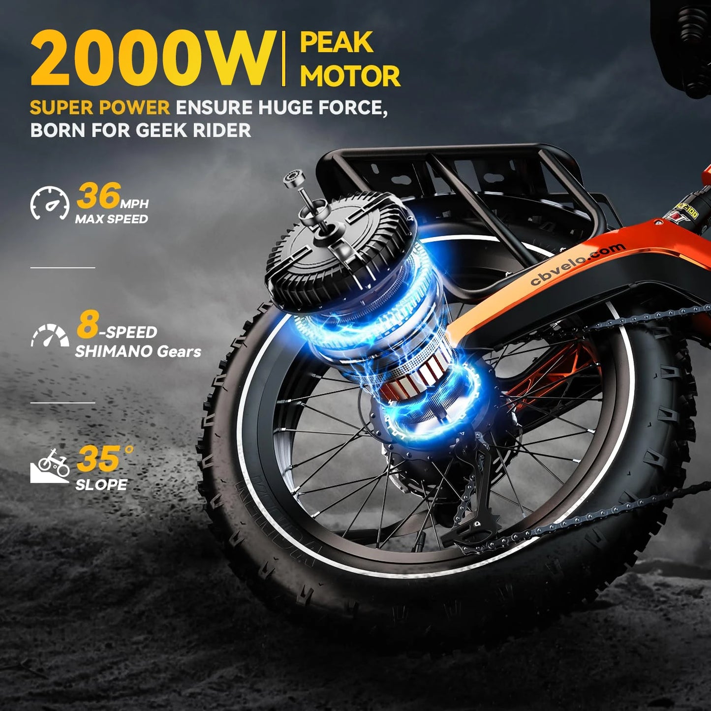 CYBERVELO EK6 Fat Tire 2000W Peak Motor Foldable Electric Bike