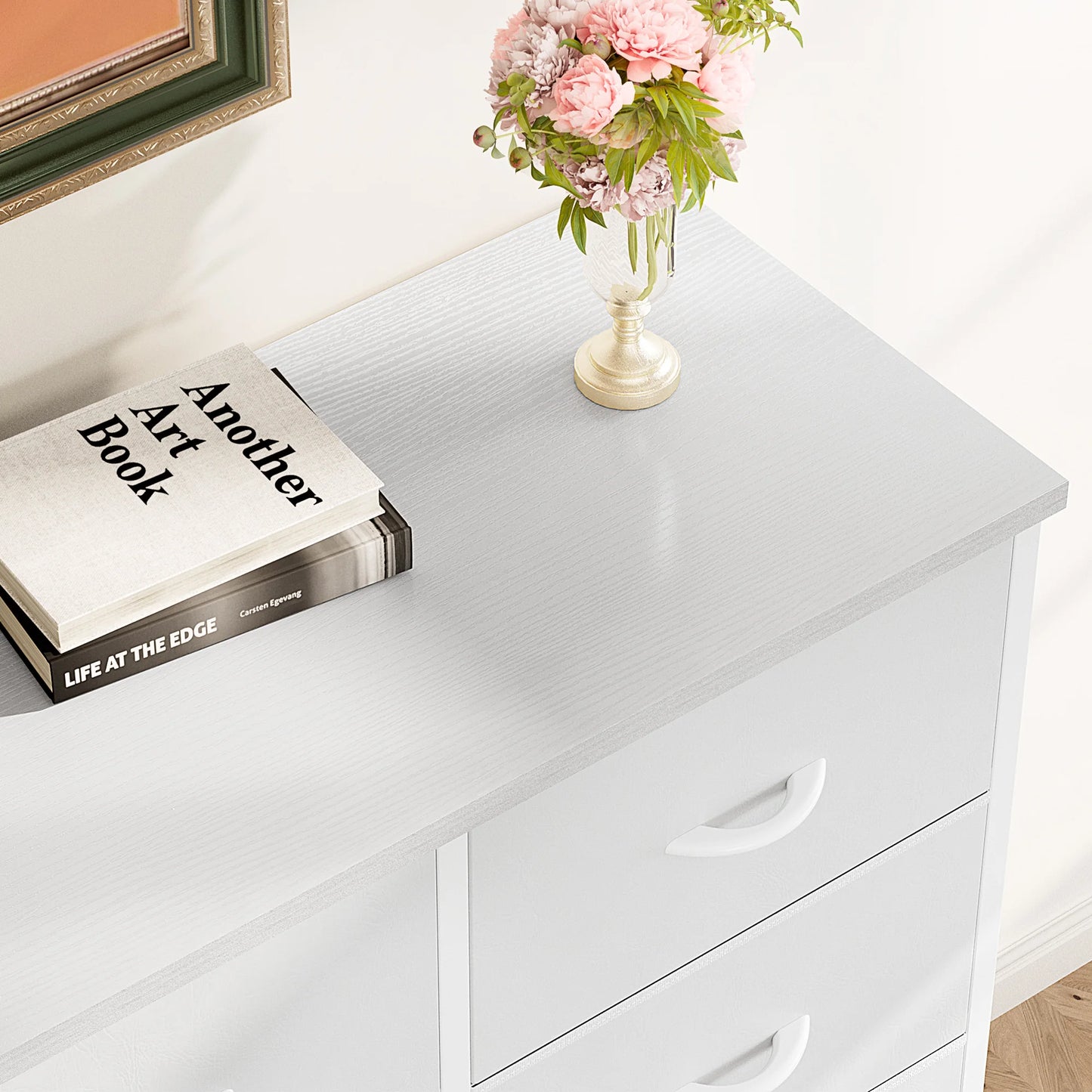 JHK Dresser Wardrobe With 8 Fabric Drawers Metal Frame