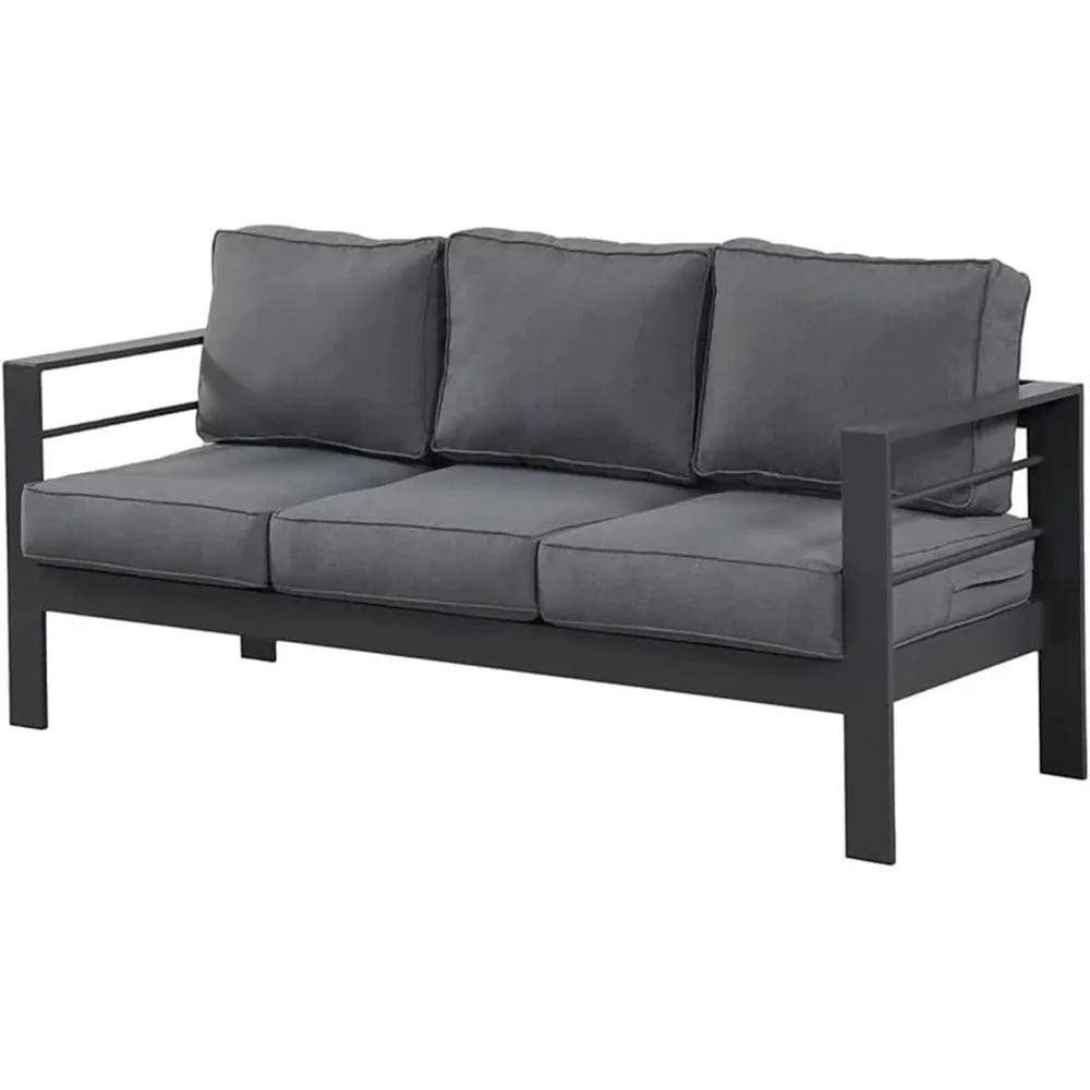 Outdoor Aluminum Patio Sofa Three Seater All Weather With Cushions