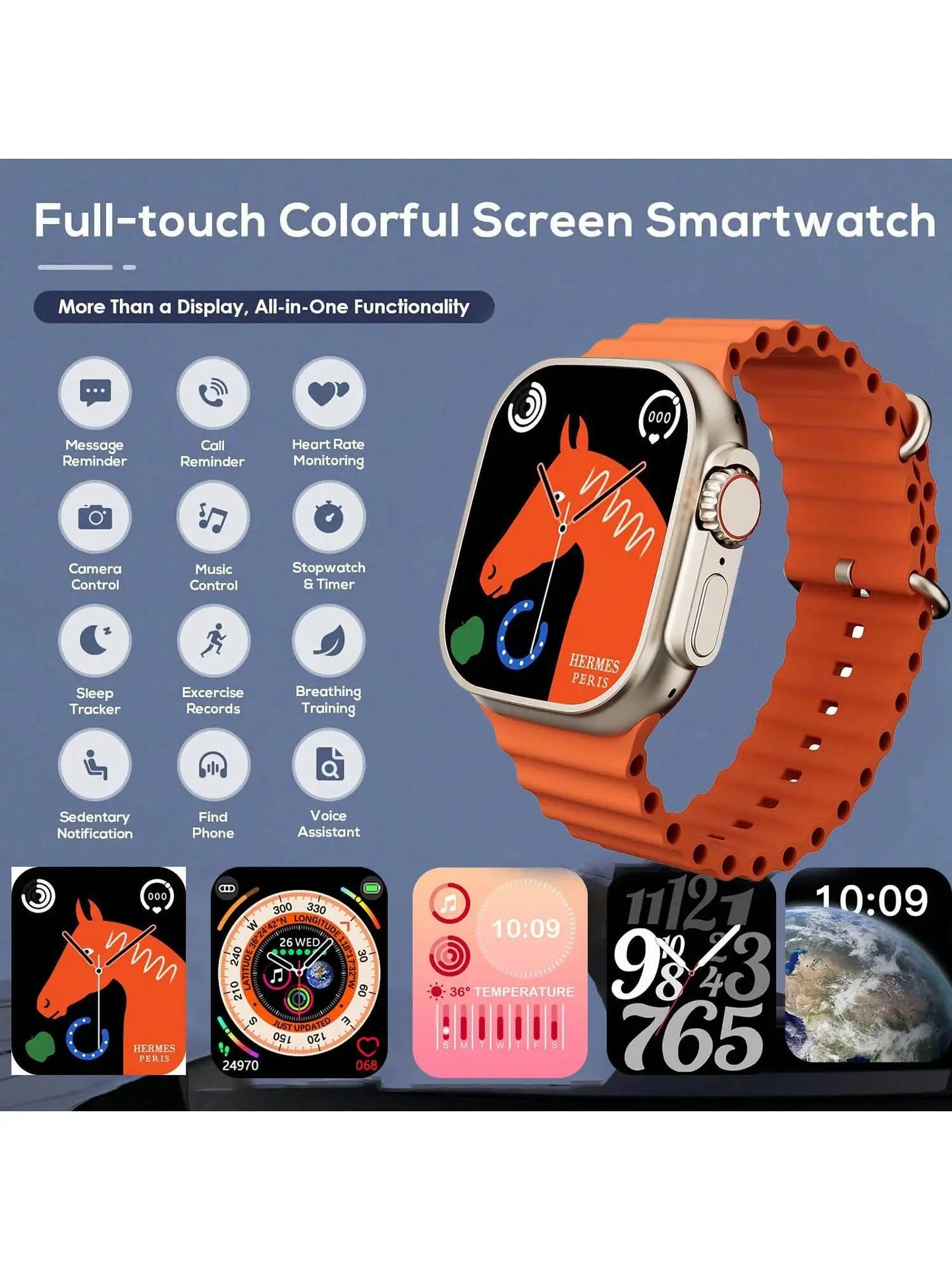 Hiwear Smartwatch With Case And Seven Bands Bluetooth Calling Fitness Tracker