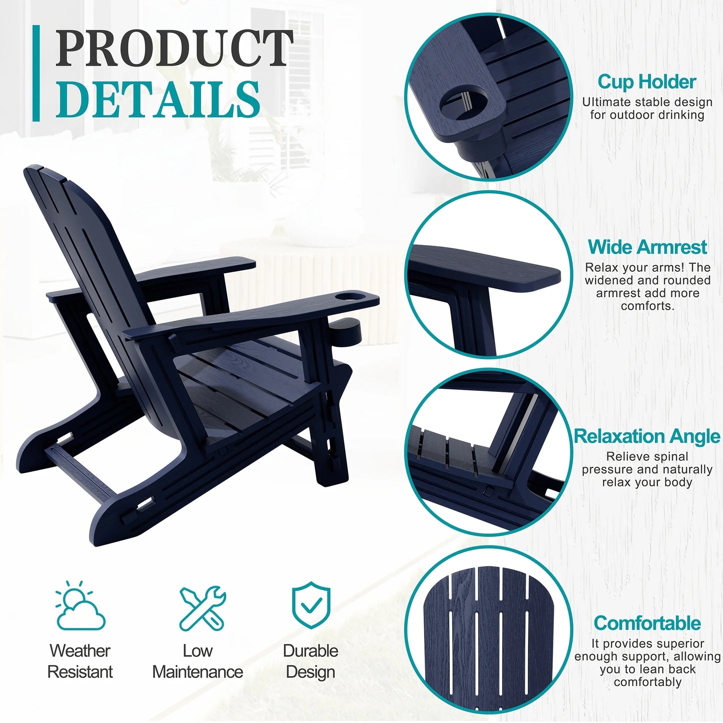 PIYRQ Outdoor All-Weather 2-Person Chair Set With Table And Footrest