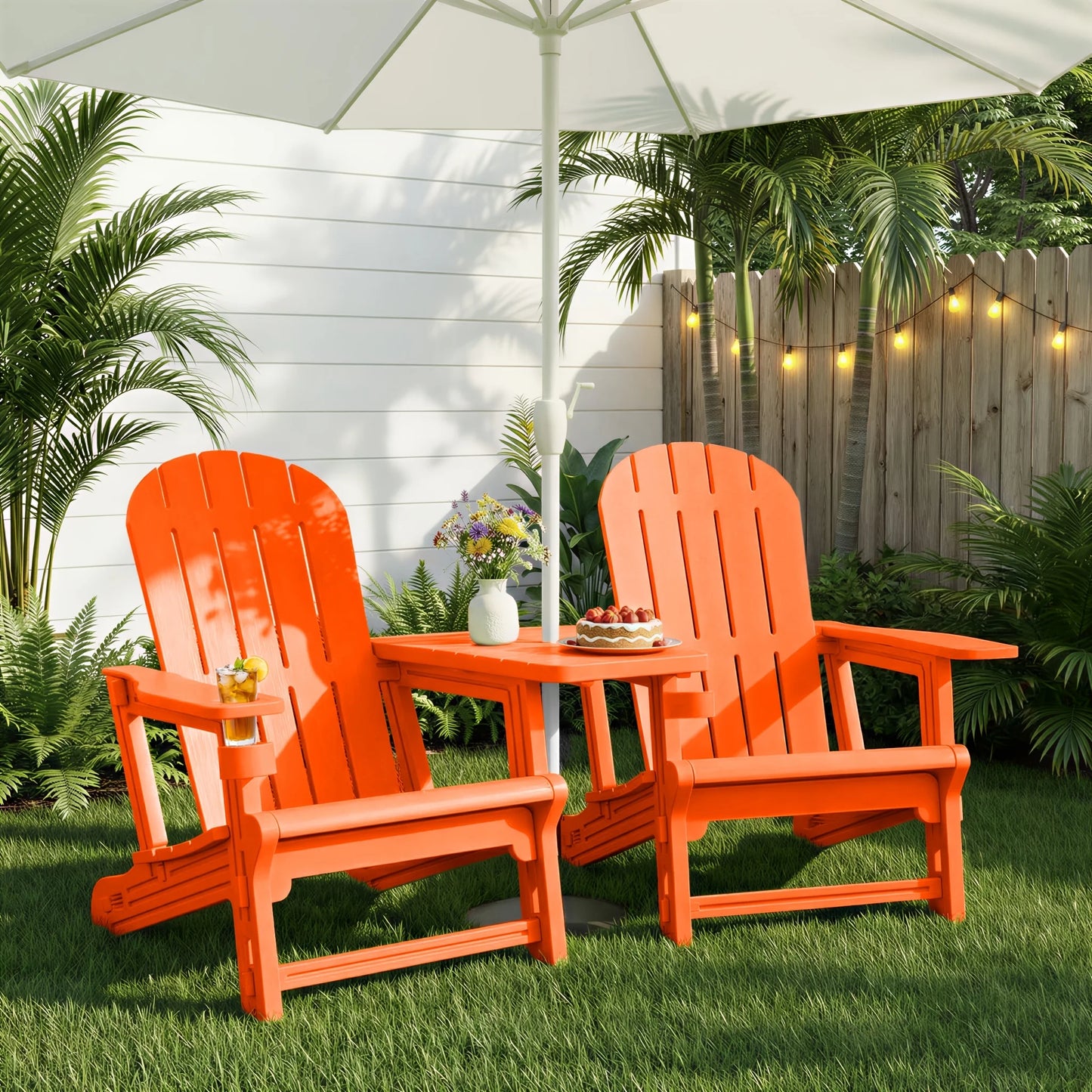 PIYRQ Outdoor All-Weather 2-Person Chair Set With Table And Footrest