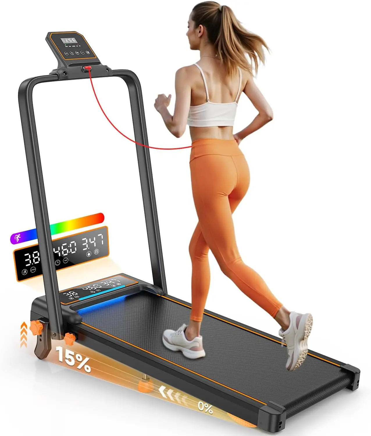 Treadmill Walking Pad With Incline 3.5HP Foldable LED Display