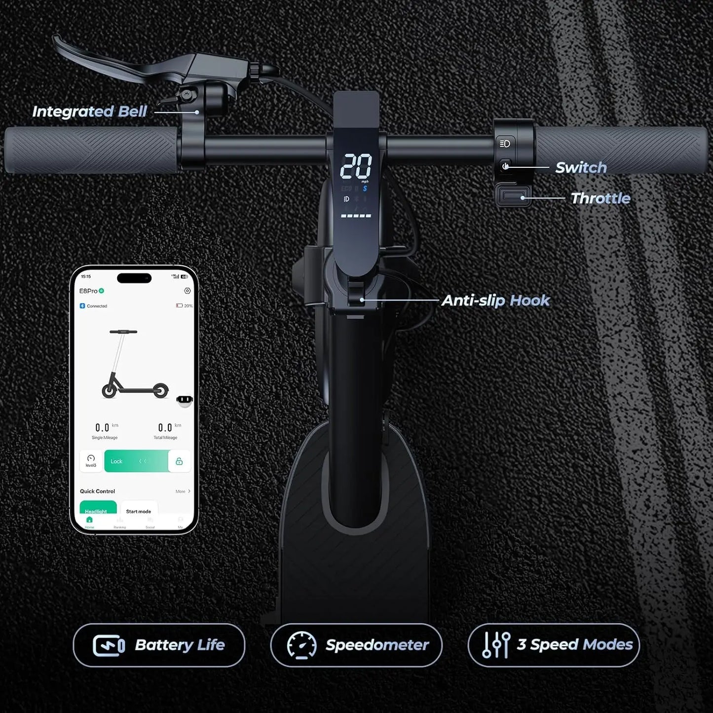 HeroPick E8 Pro 500W Foldable Electric Scooter 20 Mile Range