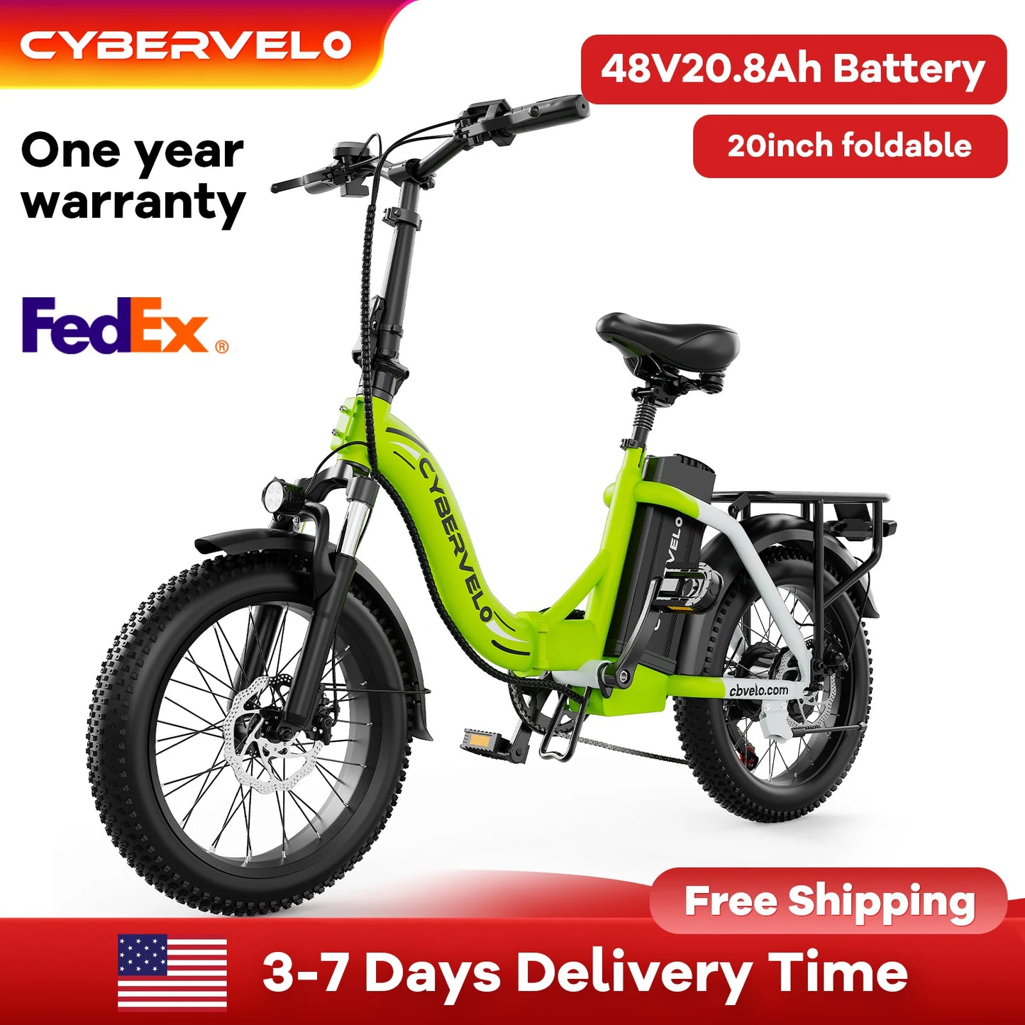 CYBERVELO Mars700 1000W Fat Tire Folding Ebike For All Terrain