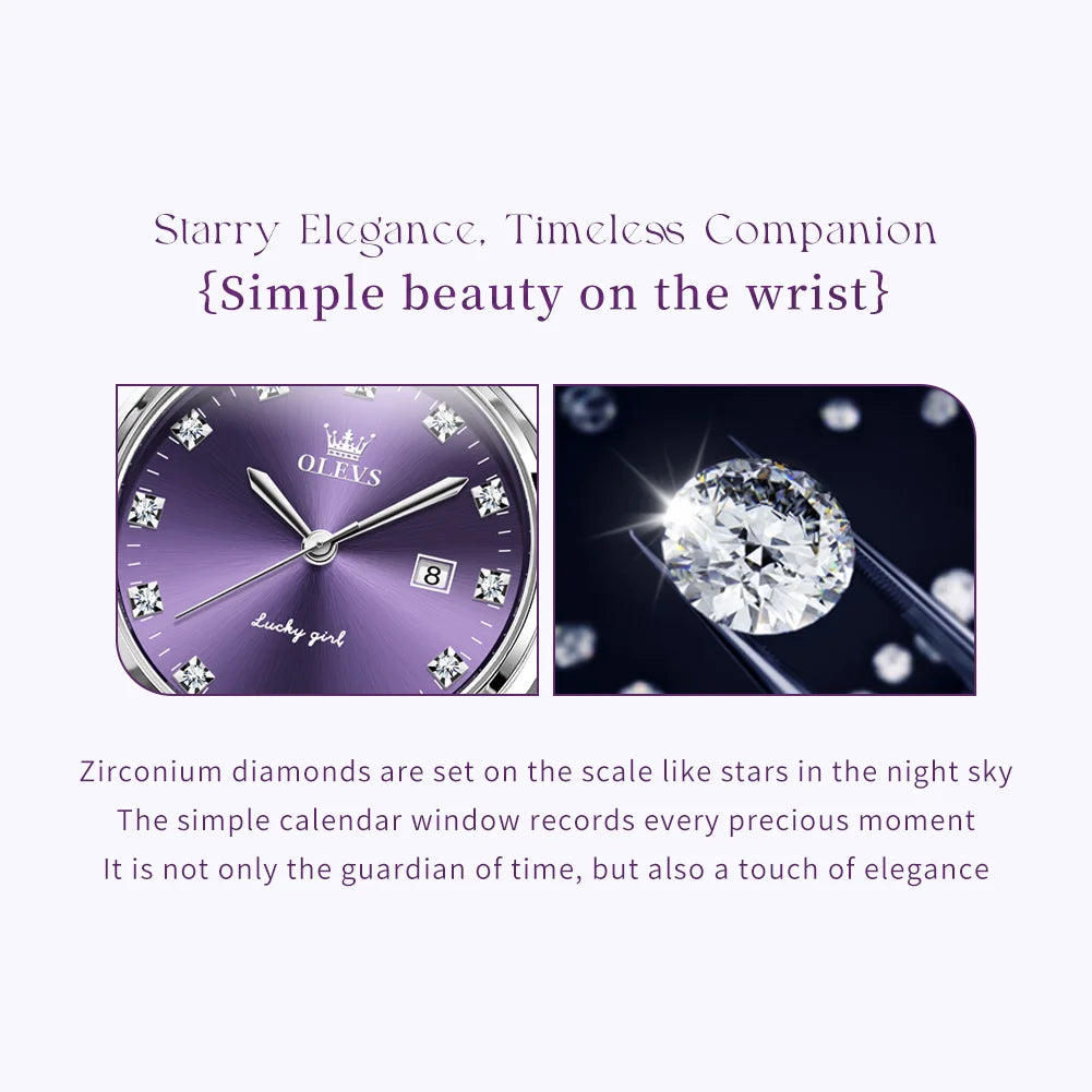 OLEVS 5575 Elegant Womens Quartz Watch With Diamond Calendar