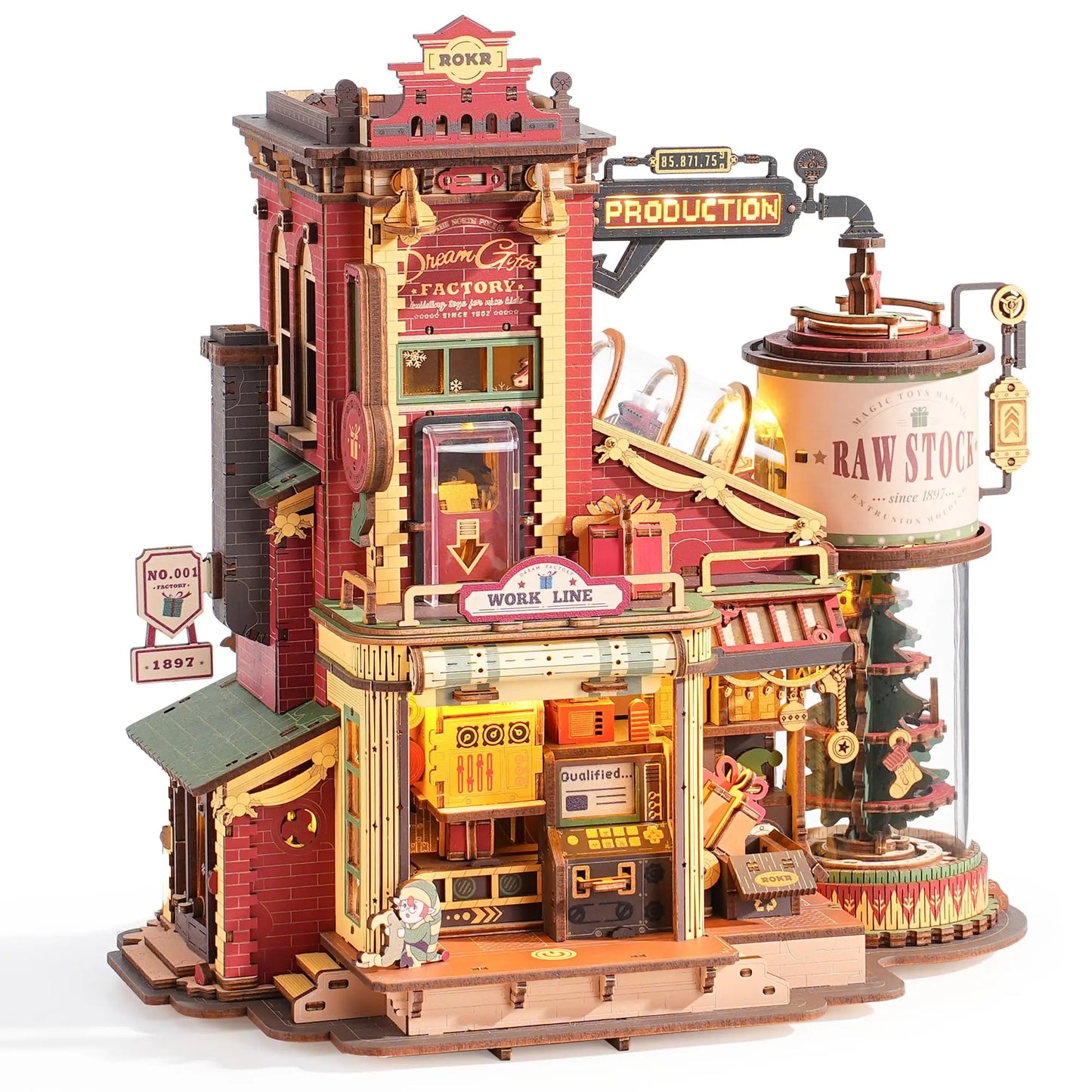 Robotime Rokr Dream Gift Factory 3D Wooden Puzzle With Light