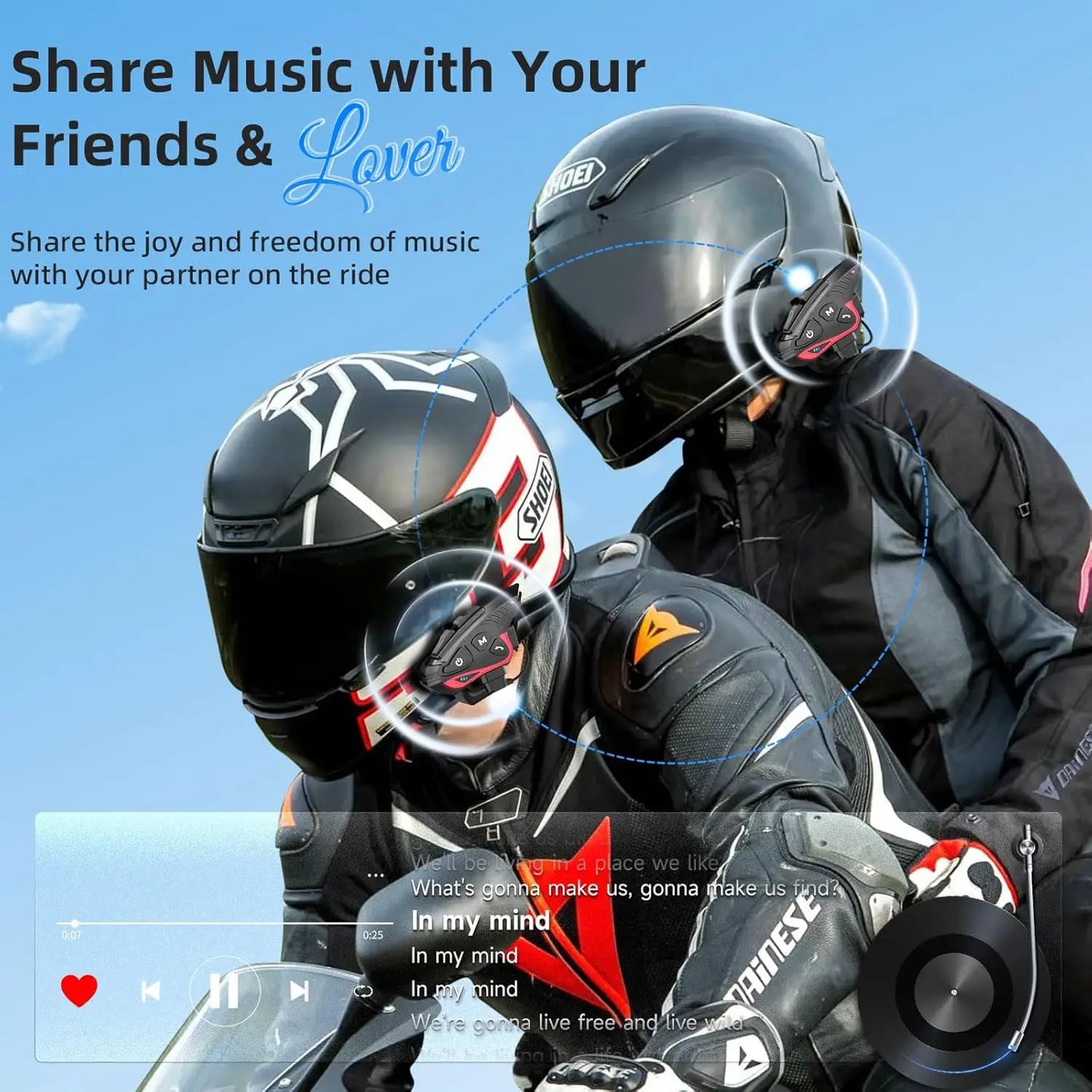 SYNCO Motorcycle Helmet Bluetooth Intercom For Up To 8 Riders