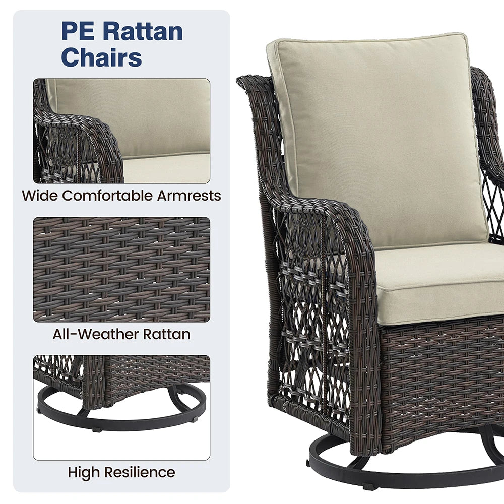 HiMISS 3-Piece Wicker Patio Set With Cushions