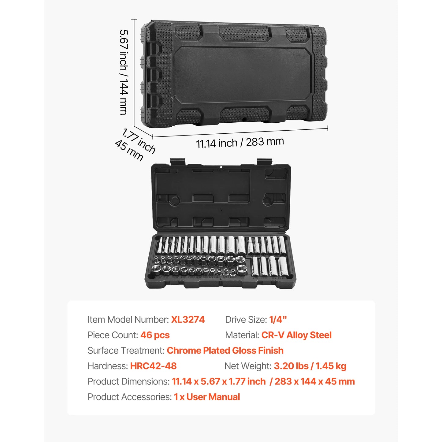 SucceBuy 86 Piece Socket Set With Ratchet Wrench For Mechanic