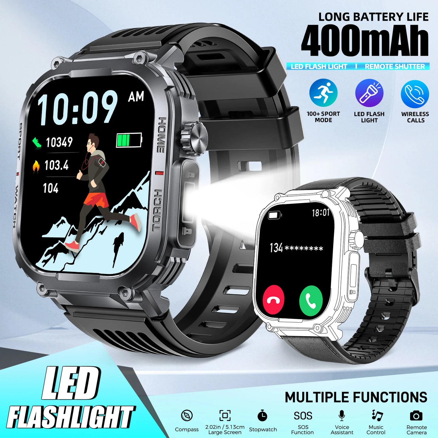LaNikar Smart Watch For Men 3ATM Waterproof Heart Rate