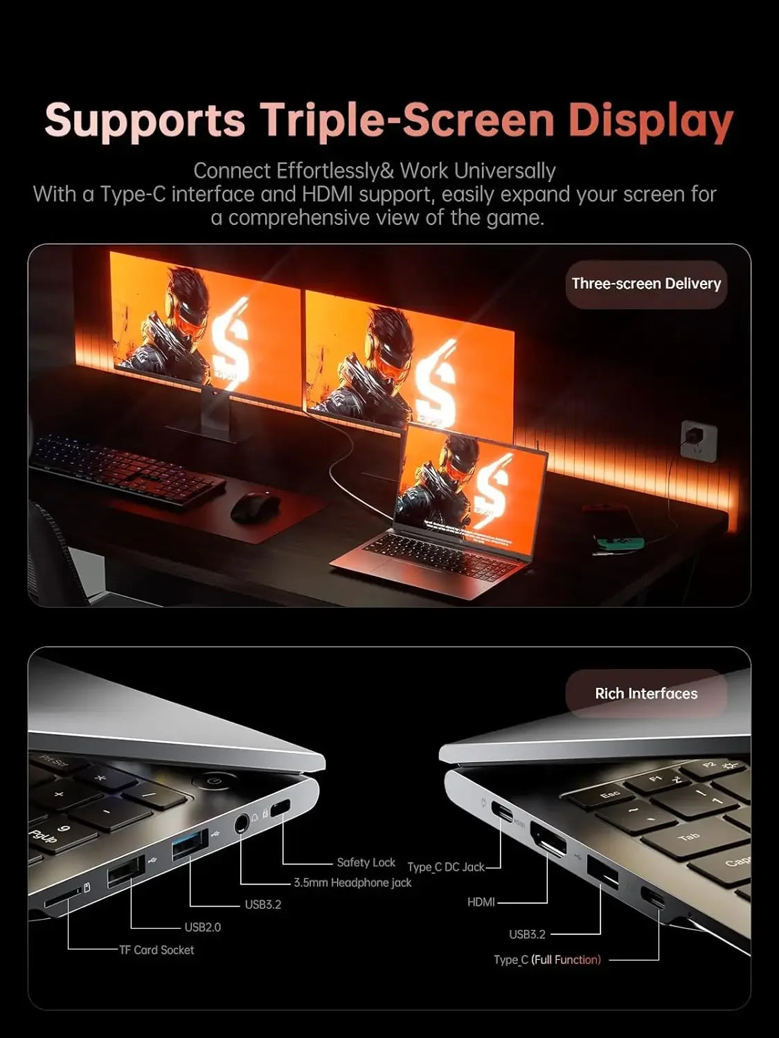 KAMRUI Ryzen 9 6900HX Laptop 16GB LPDDR5 512GB SSD Win11 Pro