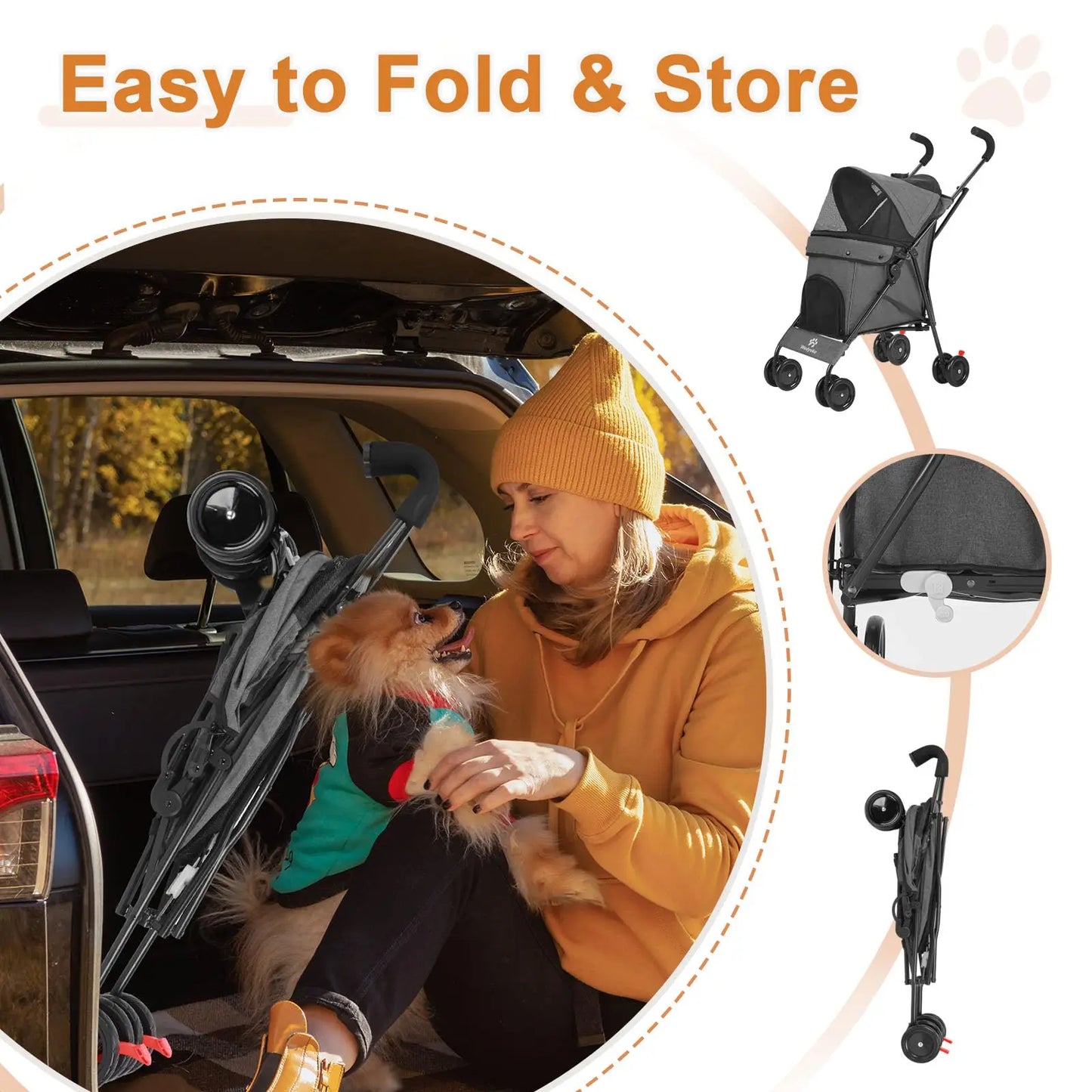 Portable Travel Dog Stroller For Small Pets And Cats