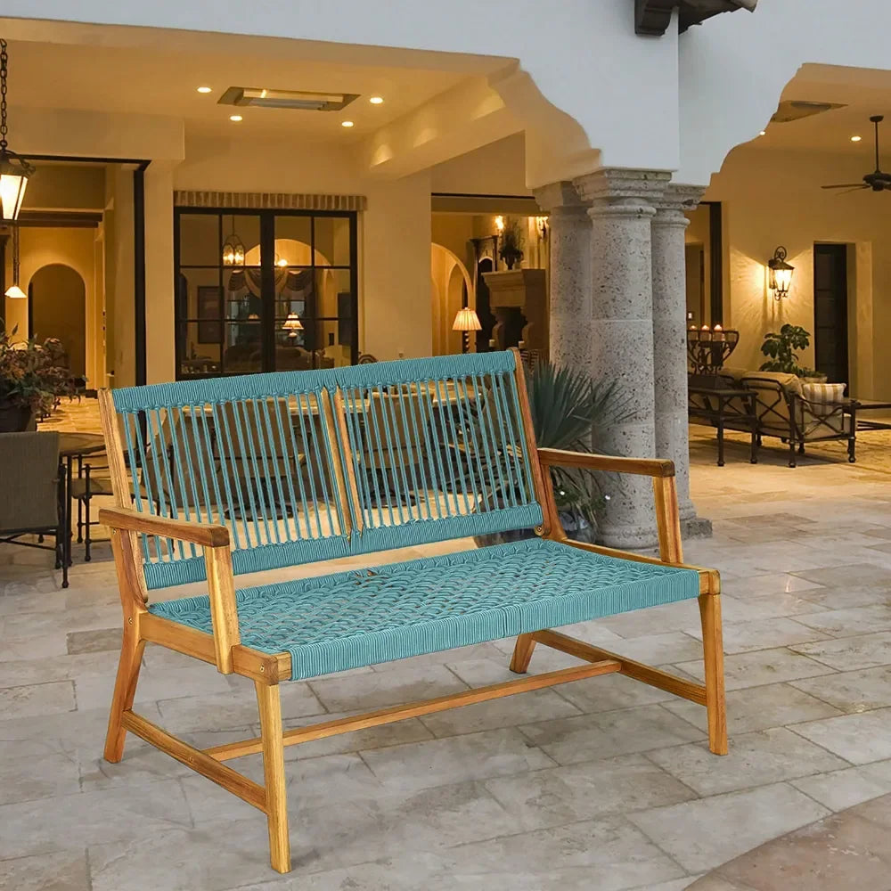 XMSJ Patio Acacia Wood Bench Loveseat