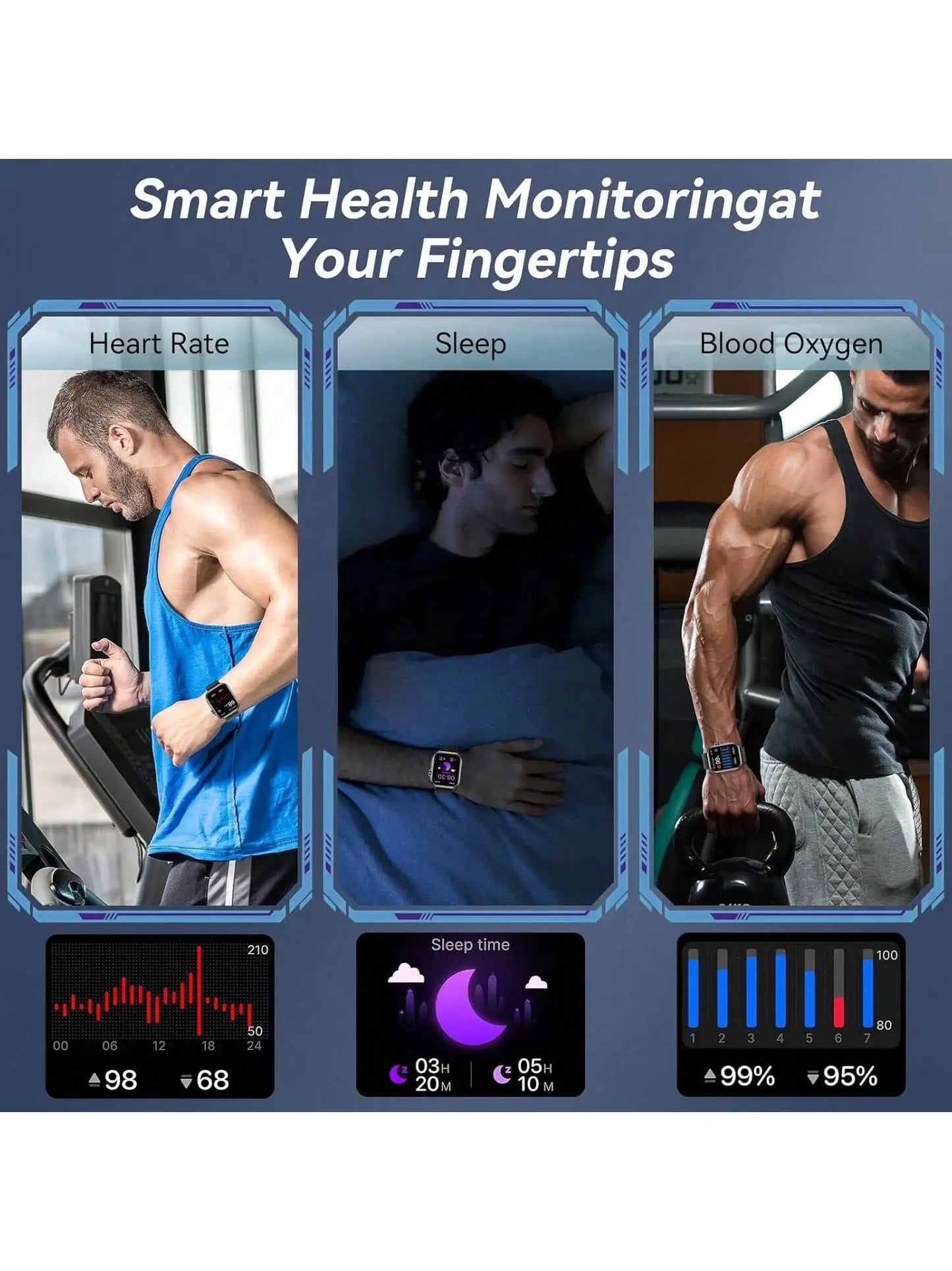 Hiwear Smartwatch With Case And Seven Bands Bluetooth Calling Fitness Tracker