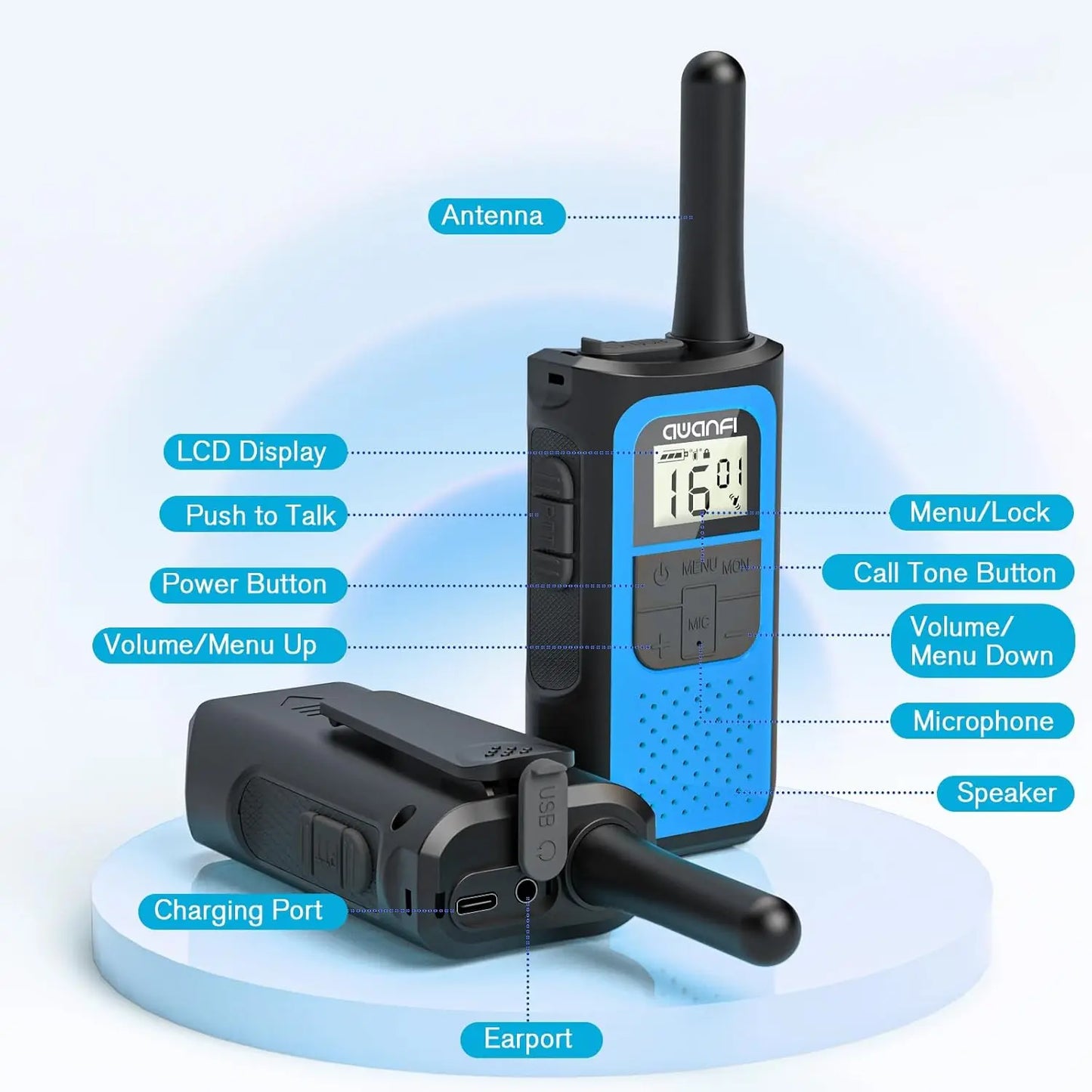 AWANFI Walkie Talkies Long Range Rechargeable Two Way Radios VOX