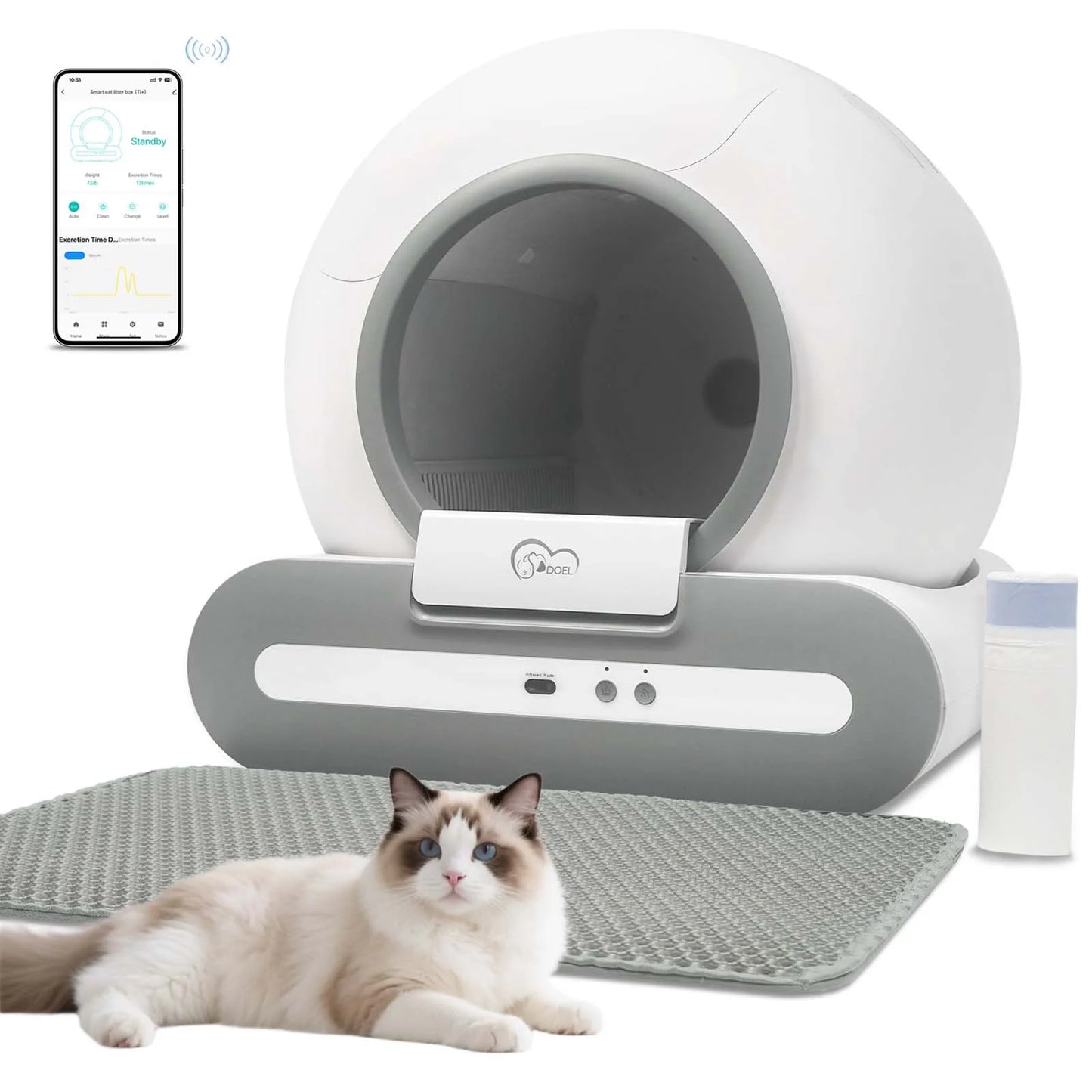 DOEL Self Cleaning Cat Litter Box With App Control And 2.4G WiFi