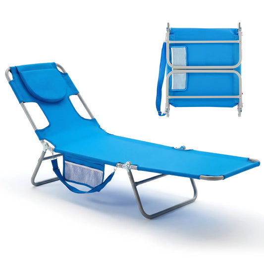 JHK 5 Position Adjustable Folding Portable Beach Lounger Chair