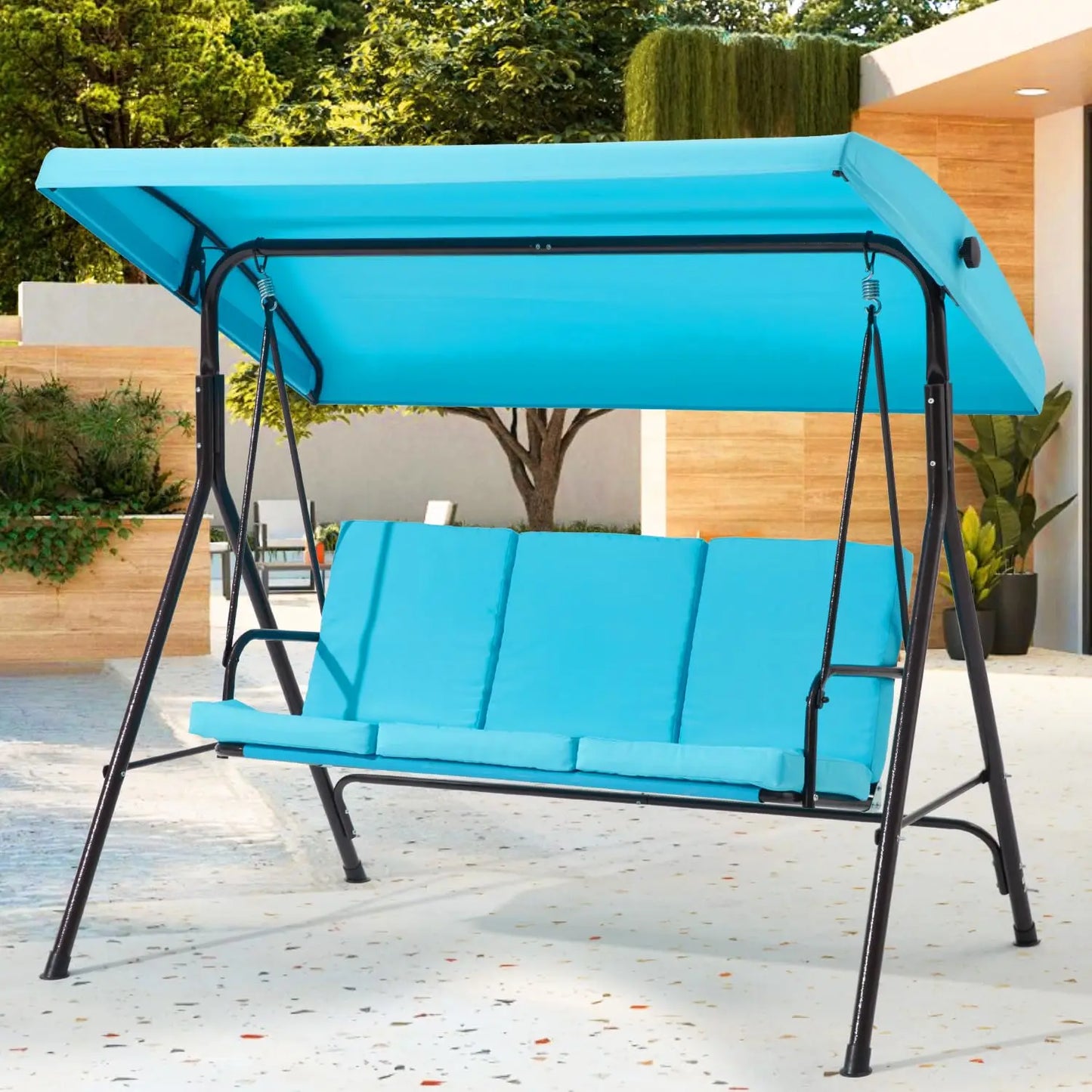 XIAOLANG 3 Seat Patio Swing With Removable Cushions And Canopy