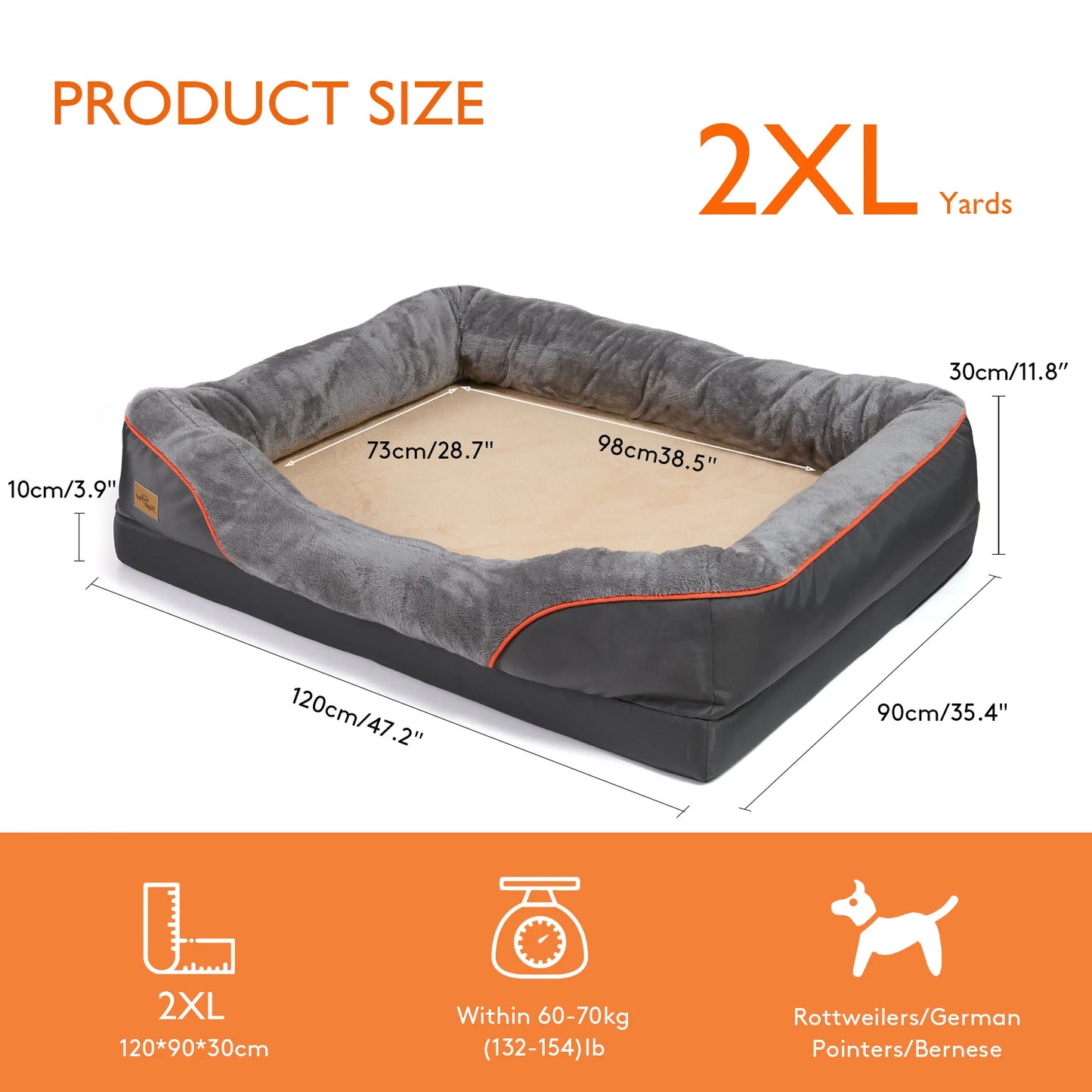 BINGOPAWCN Anti Allergy Warm Fleece Dog Bed Waterproof Removable Cover