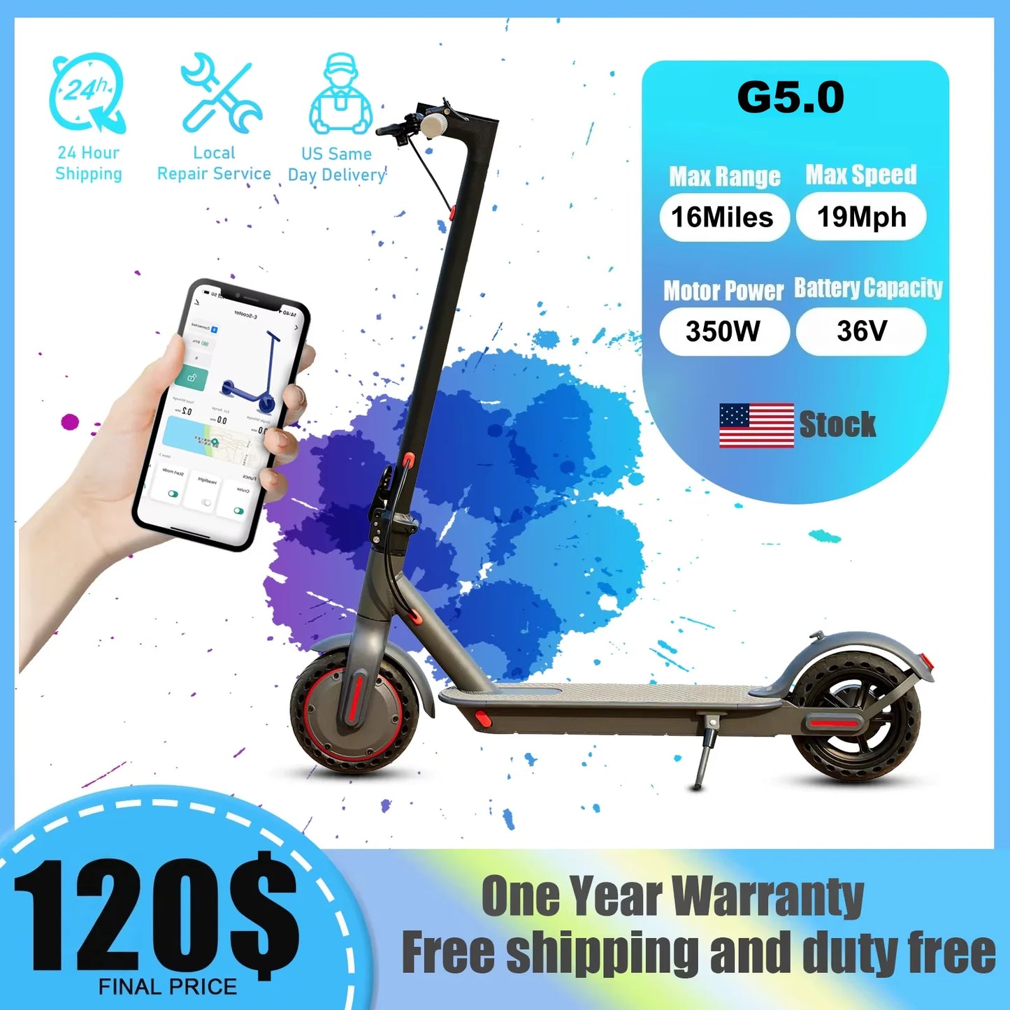 AOVOPRO G5.0 Electric Scooter 36V 350W Foldable Long Range