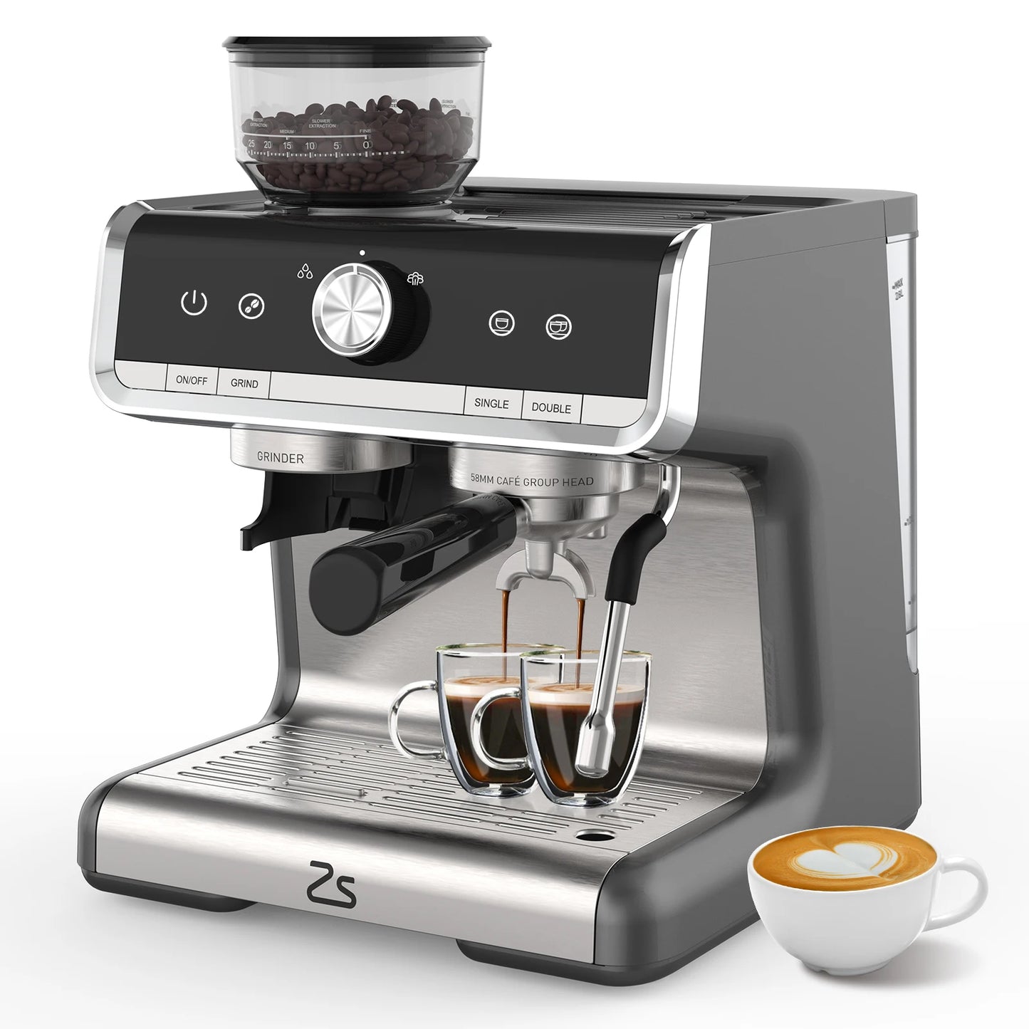 Acekool Espresso Machine With Grinder And Milk Frother