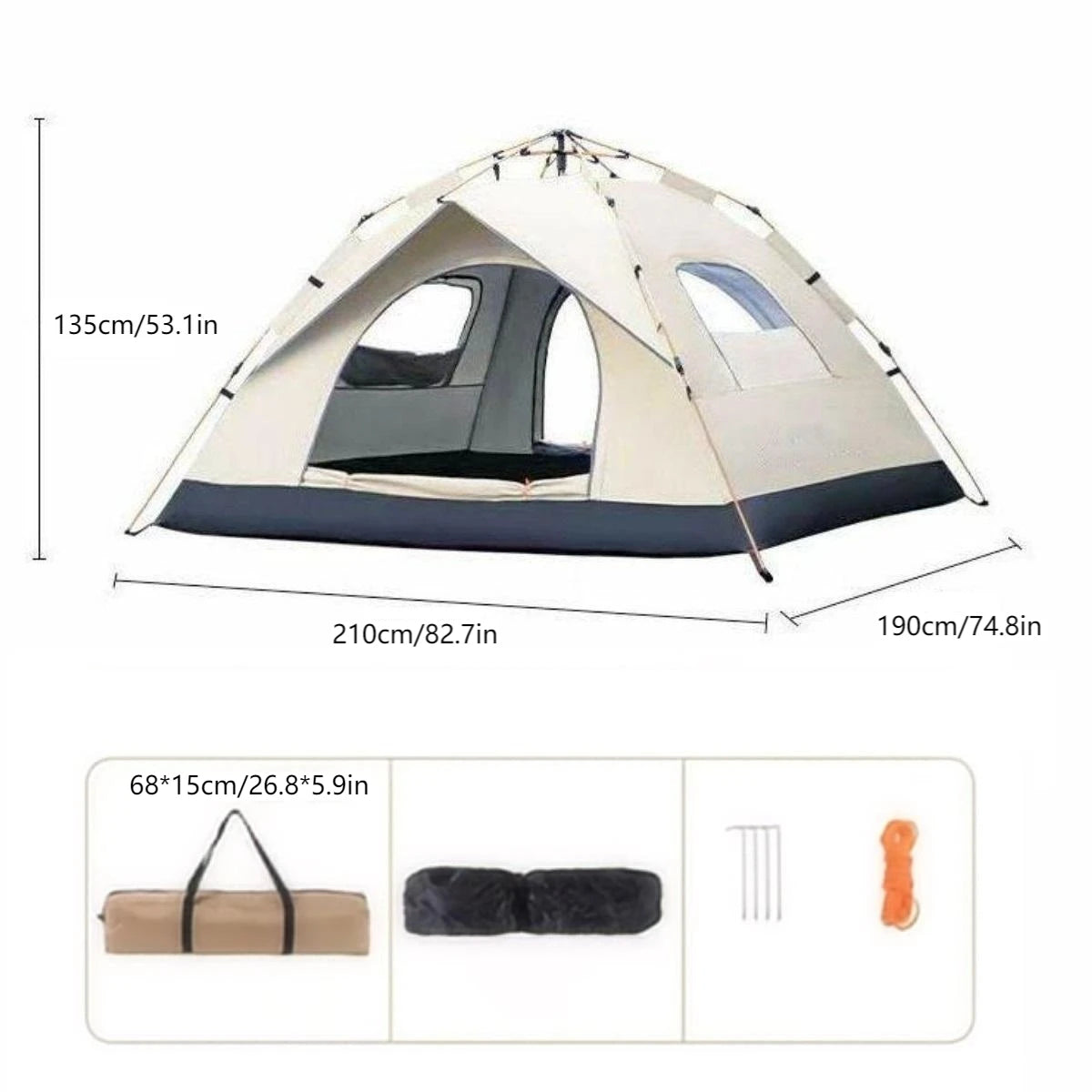Pakicetus Outdoor Shelter Sunshade Camping Tent Waterproof Quick Setup