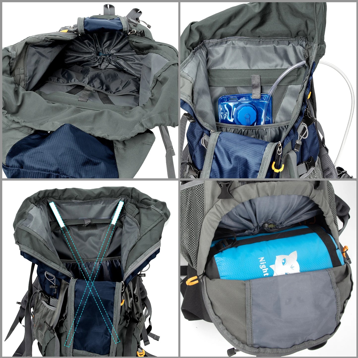 Night Cat Waterproof Internal Frame Hiking Backpack for Men Women