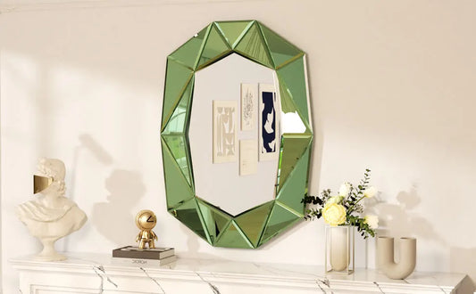Wisfor Irregular Glass Wall Mirror With Beveled Diamond Edge